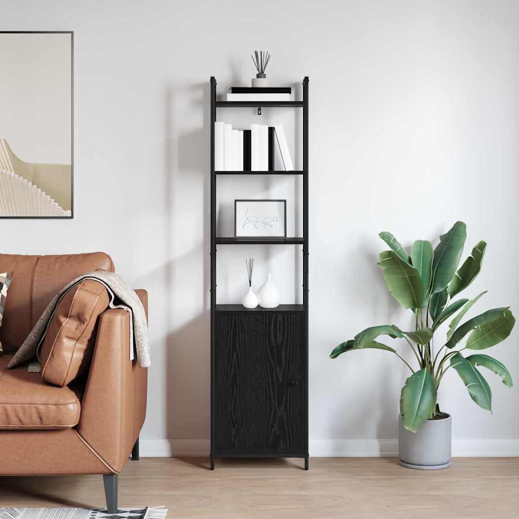 Grāmatu plaukts Melns ozols 40 x 24 x 161 cm Konstruētā koksne