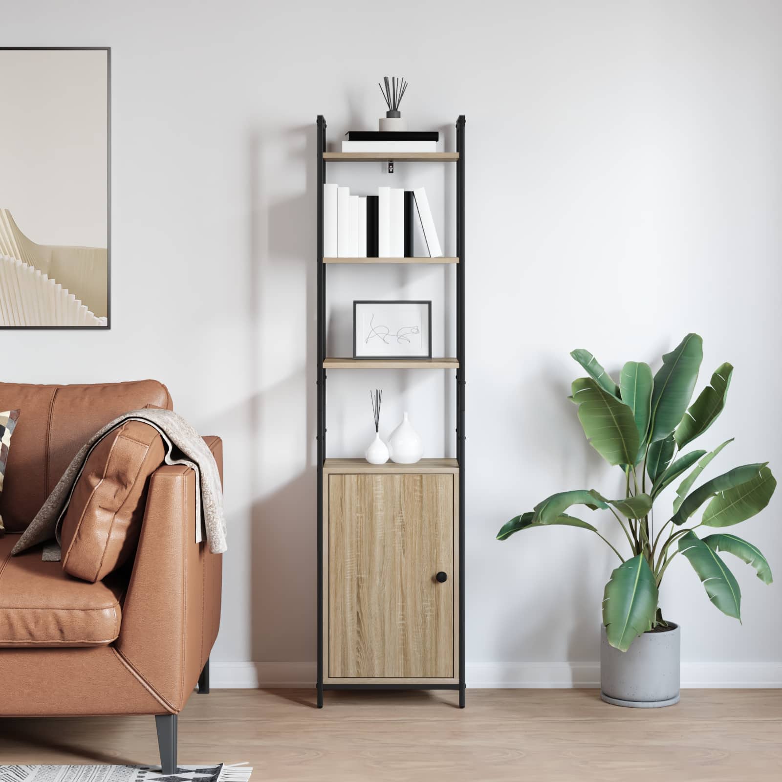 Knygų spinta Sonoma ąžuolas 40 x 24 x 161 cm Apdirbta mediena