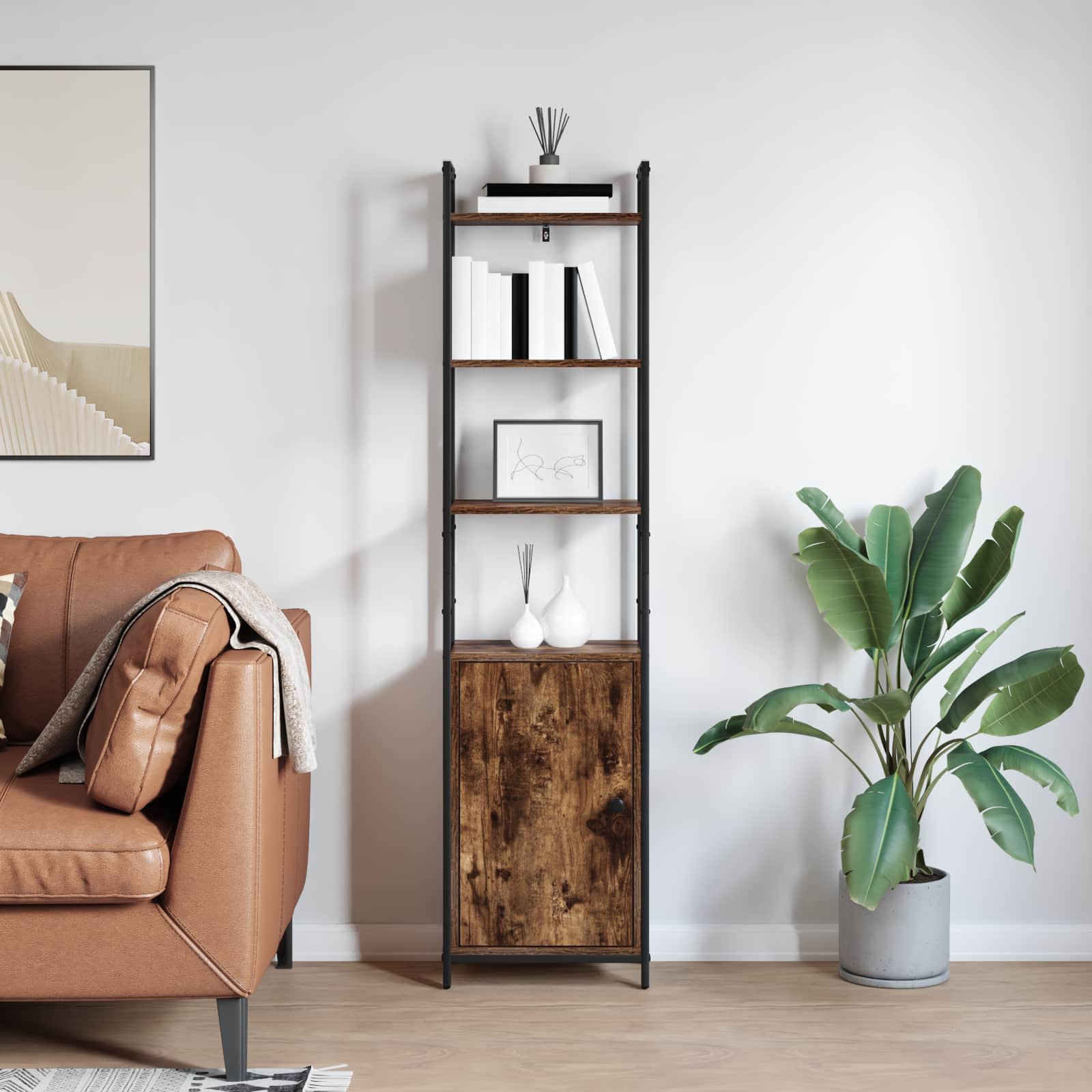 Knygų spinta Rūkyta ąžuolas 40 x 24 x 161 cm Apdirbta mediena