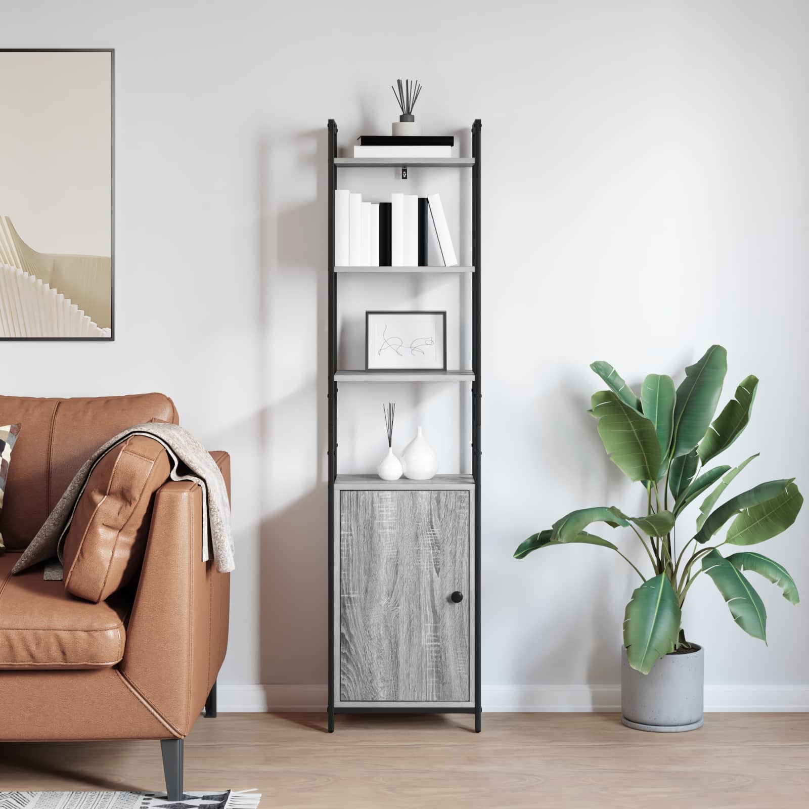 Knygų spinta Pilkas Sonoma 40 x 24 x 161 cm Apdirbta mediena