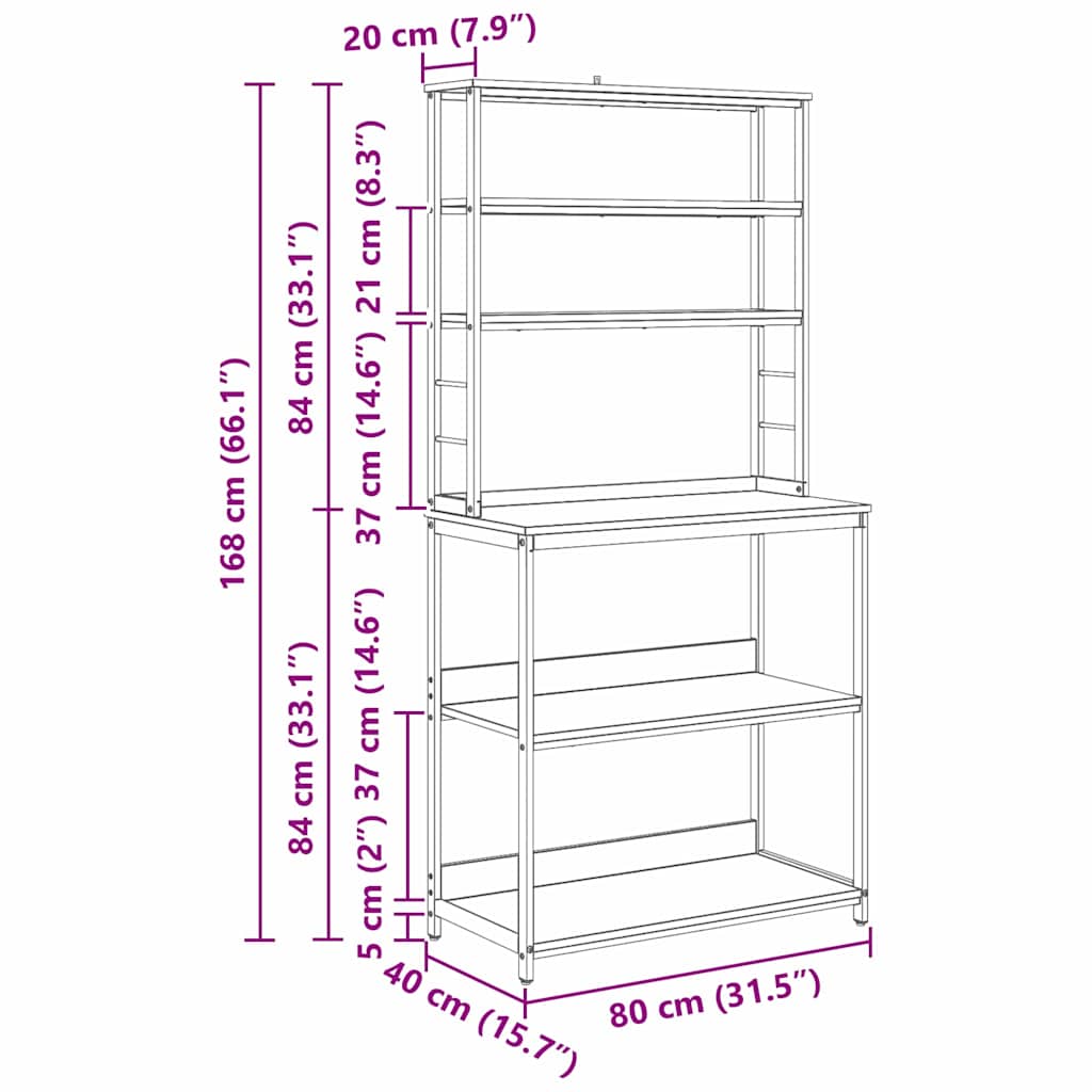 Virtuvės lentyna Senovinis medis 80 x 40 x 168 cm