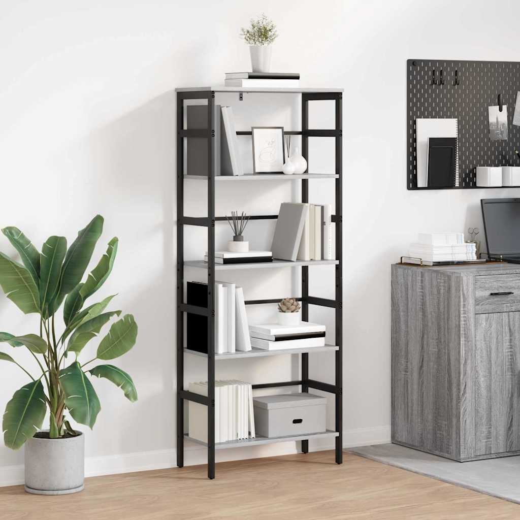 Bookcase Gray Sonoma 60 x 29.5 x 149 cm Engineered Wood
