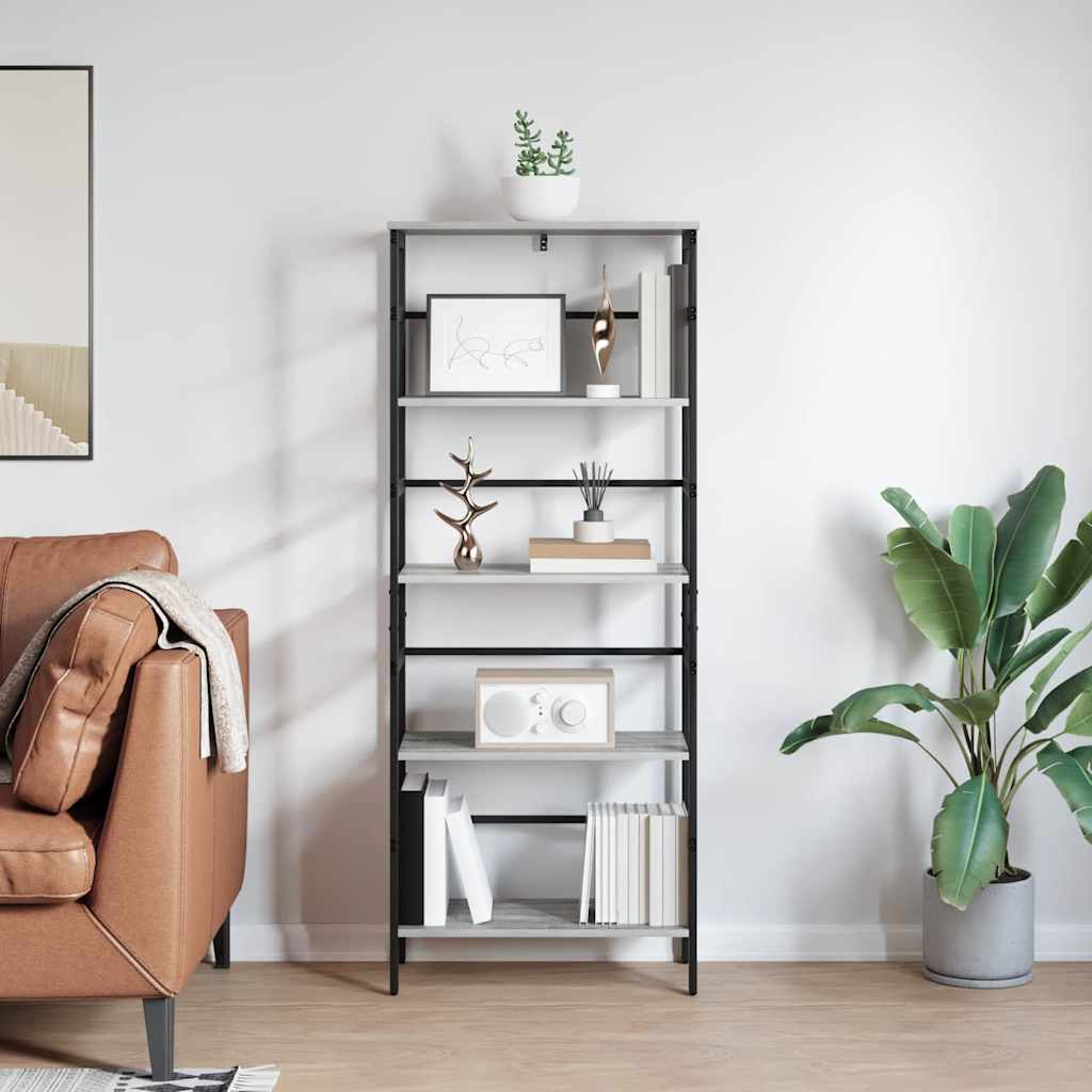 Bookcase Gray Sonoma 60 x 29.5 x 149 cm Engineered Wood
