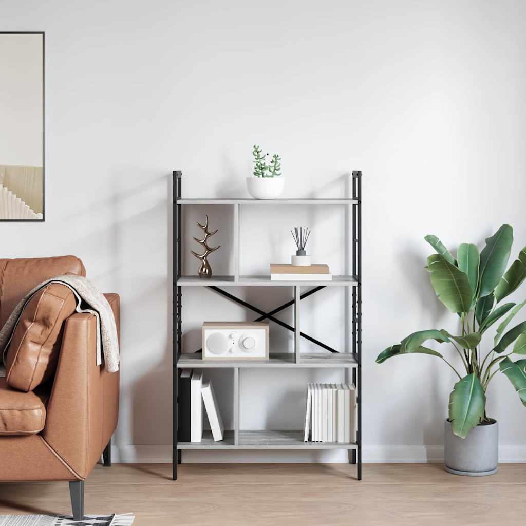 Bookcase Gray Sonoma 75 x 30 x 123.5 cm Engineered Wood