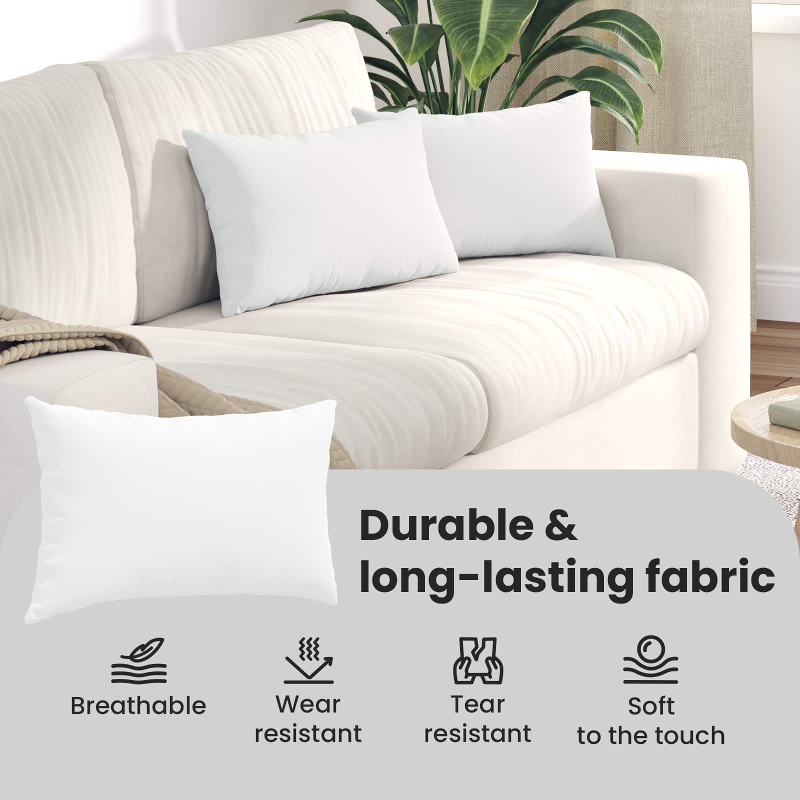 Sofa Pagalvės 2 pcs Balta 50 x 30 cm audinys