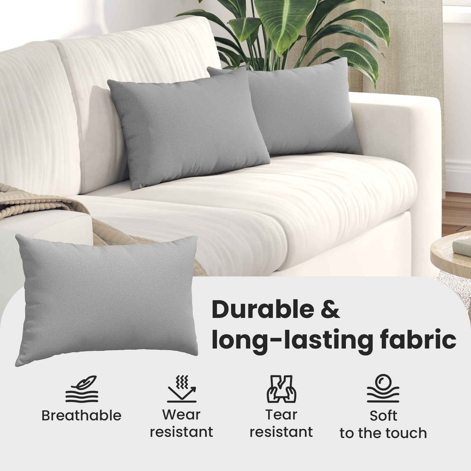 Sofa Pagalvės 2 pcs Debesų pilka 50 x 30 cm audinys