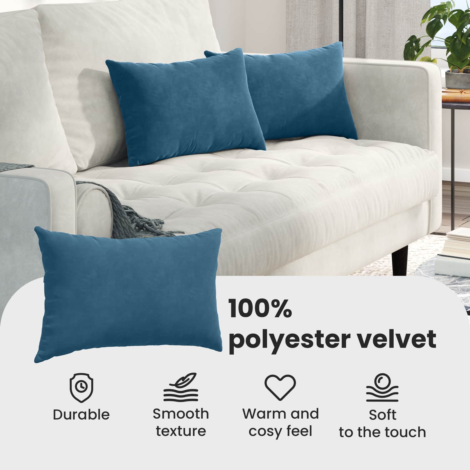 Sofa Pagalvės 2 pcs Mėlyna 50 x 30 cm Kordūrinis audinys