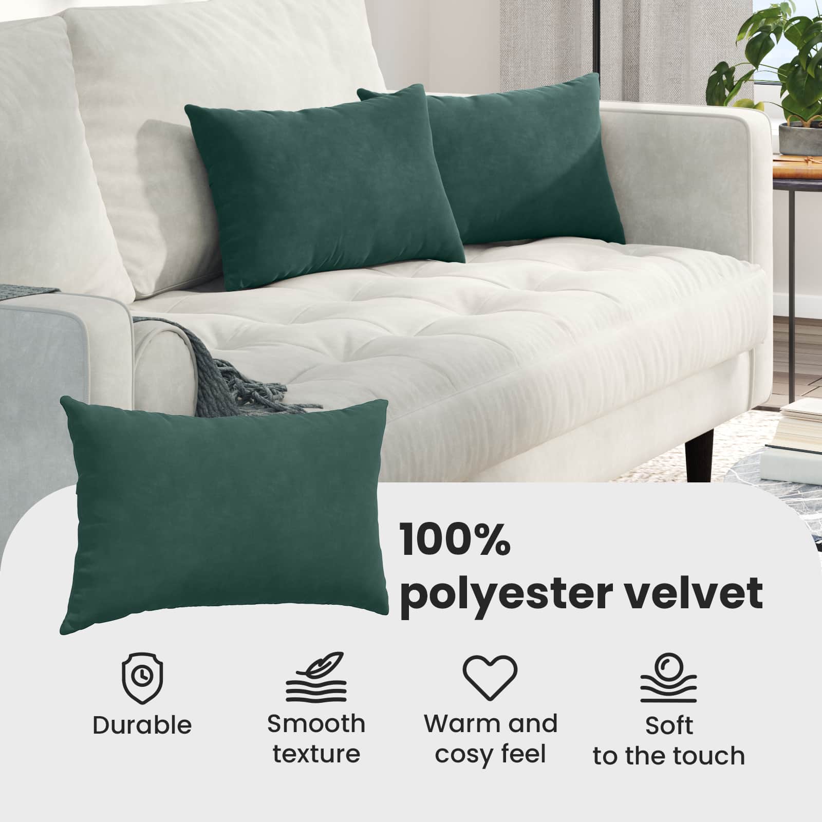 Dīvāna spilveni 2 gab tumši zaļi 50 x 30 cm no korduro auduma