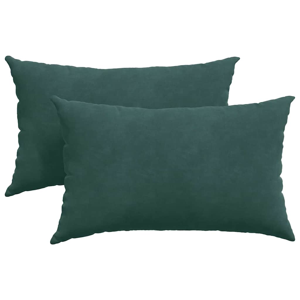 Dīvāna spilveni 2 gab tumši zaļi 50 x 30 cm no korduro auduma
