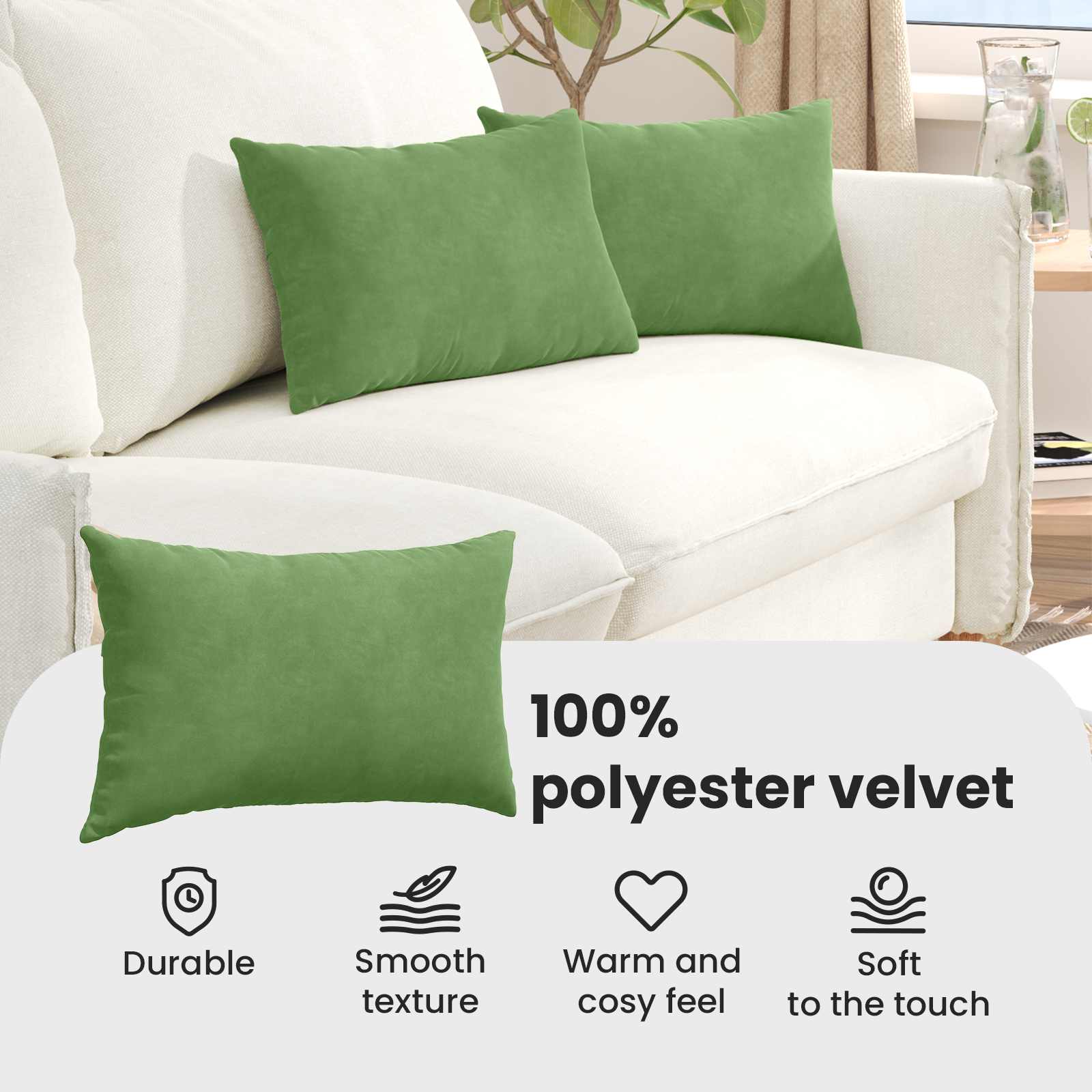 Sofa Pagalvės 2 pcs Šviesiai žalia 50 x 30 cm