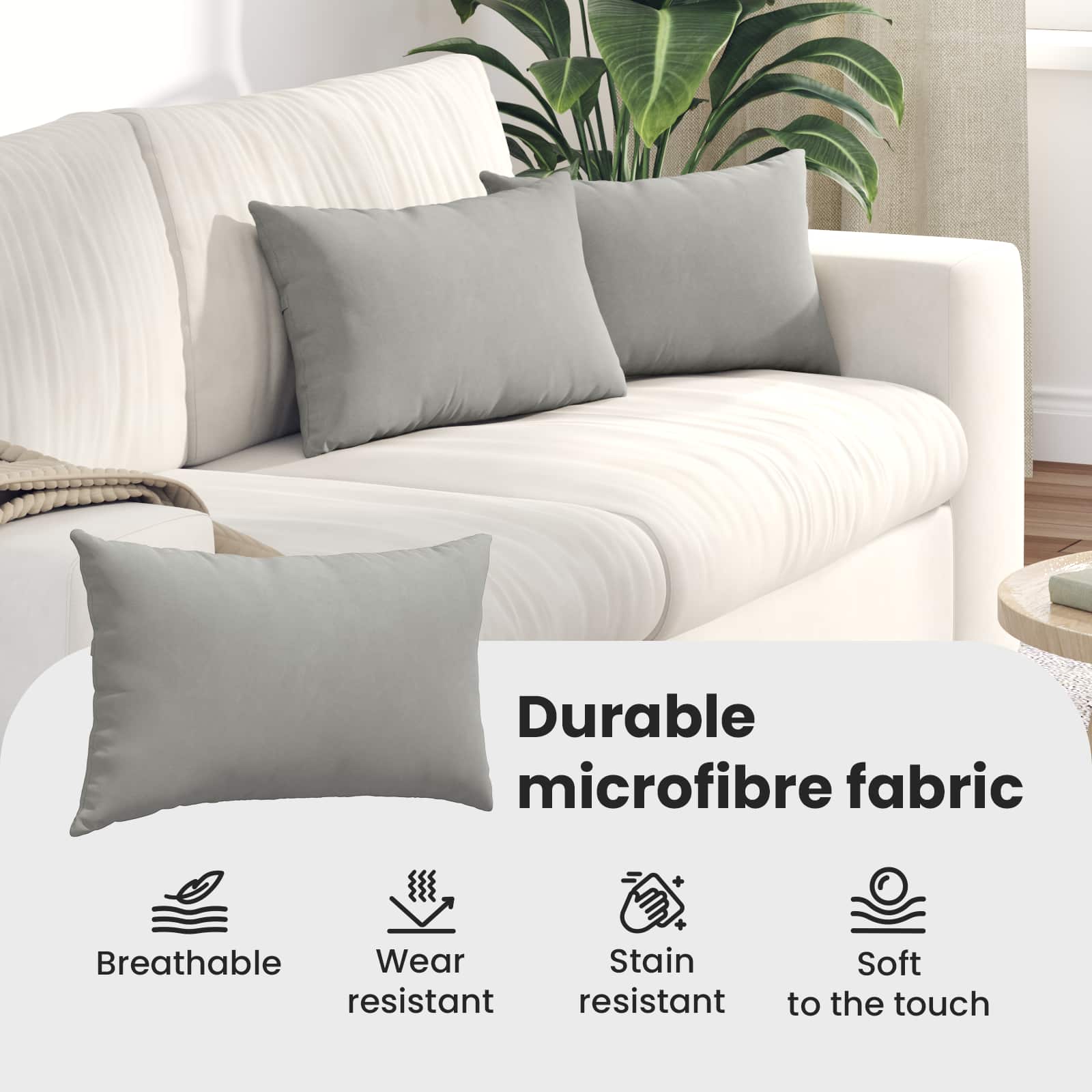 Sofa Pagalvės 2 pcs Šviesiai pilka 50 x 30 cm audinys