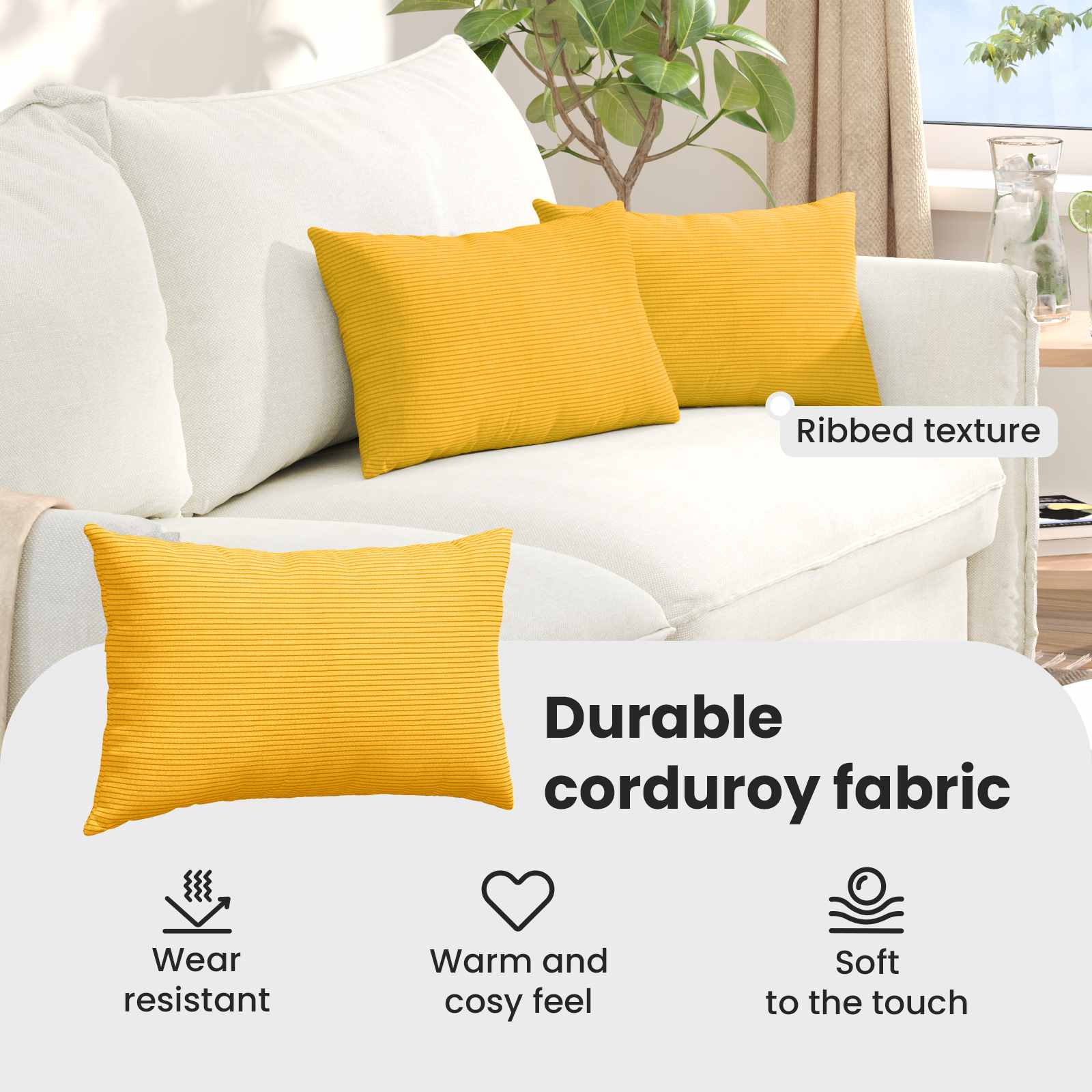 Sofa Pagalvės 2 pcs Šviesi geltona 50 x 30 cm