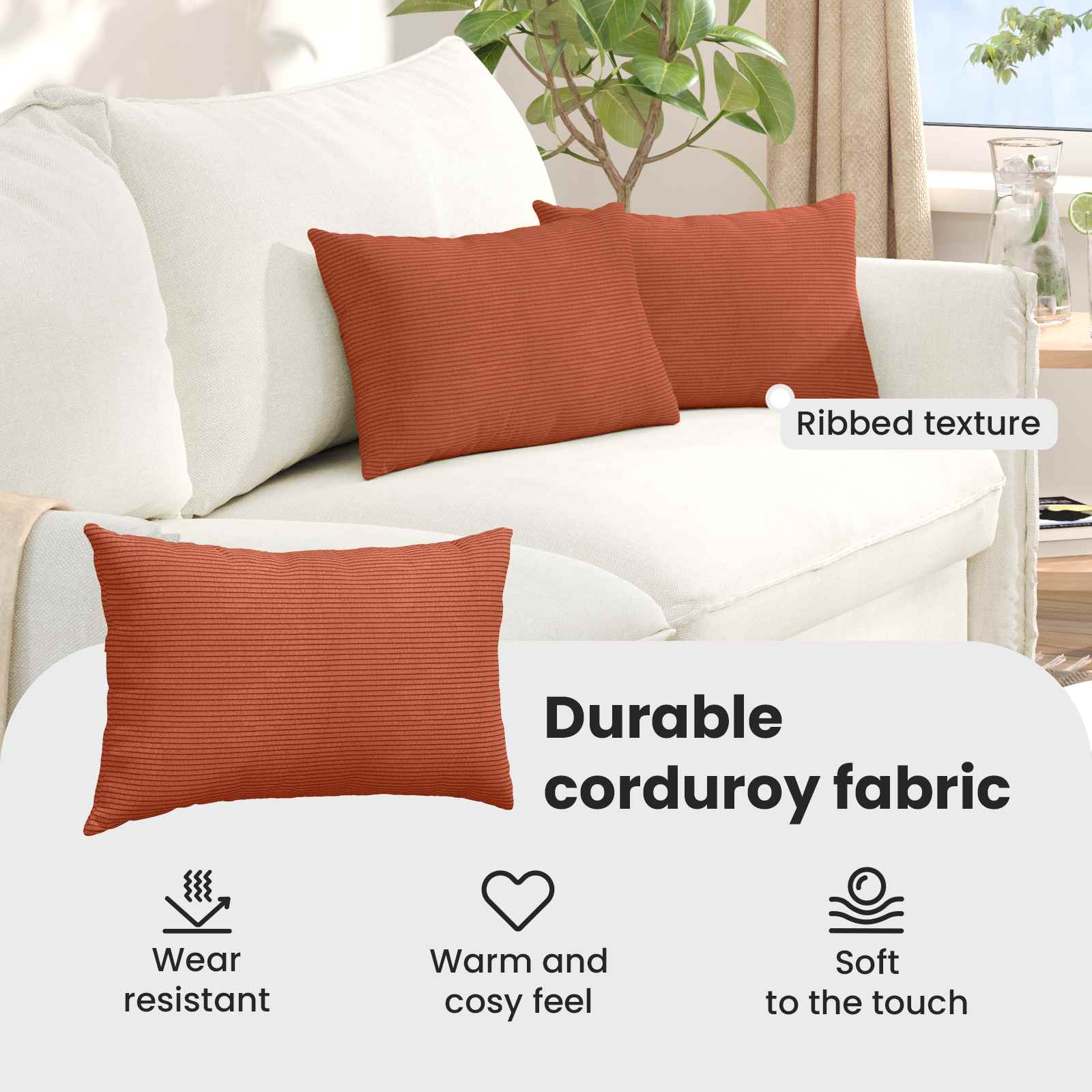 Sofa Pagalvės 2 pcs Raudona oranžinė 50 x 30 cm