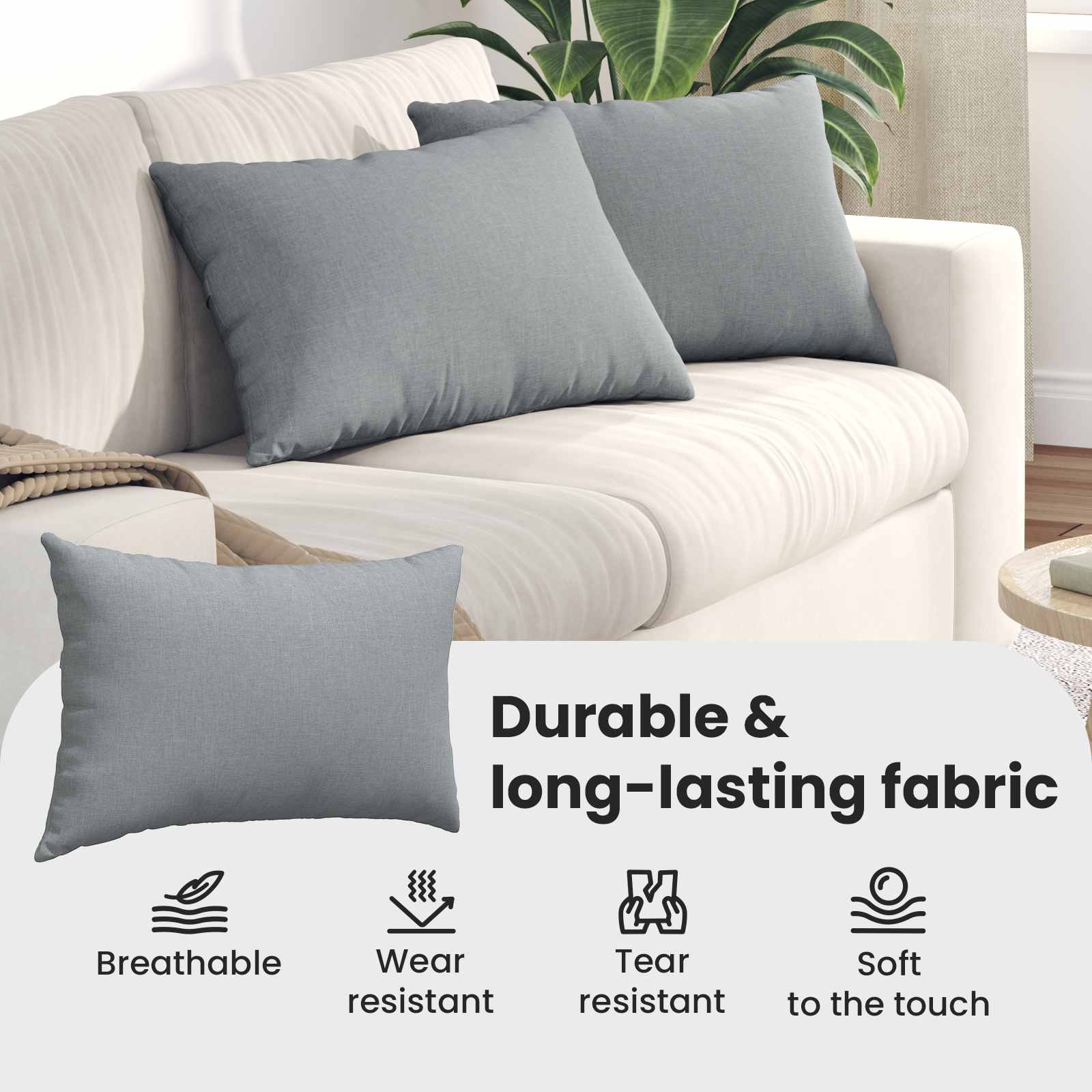 Sofa Pagalvės 2 pcs Šviesiai pilka 60 x 40 cm audinys
