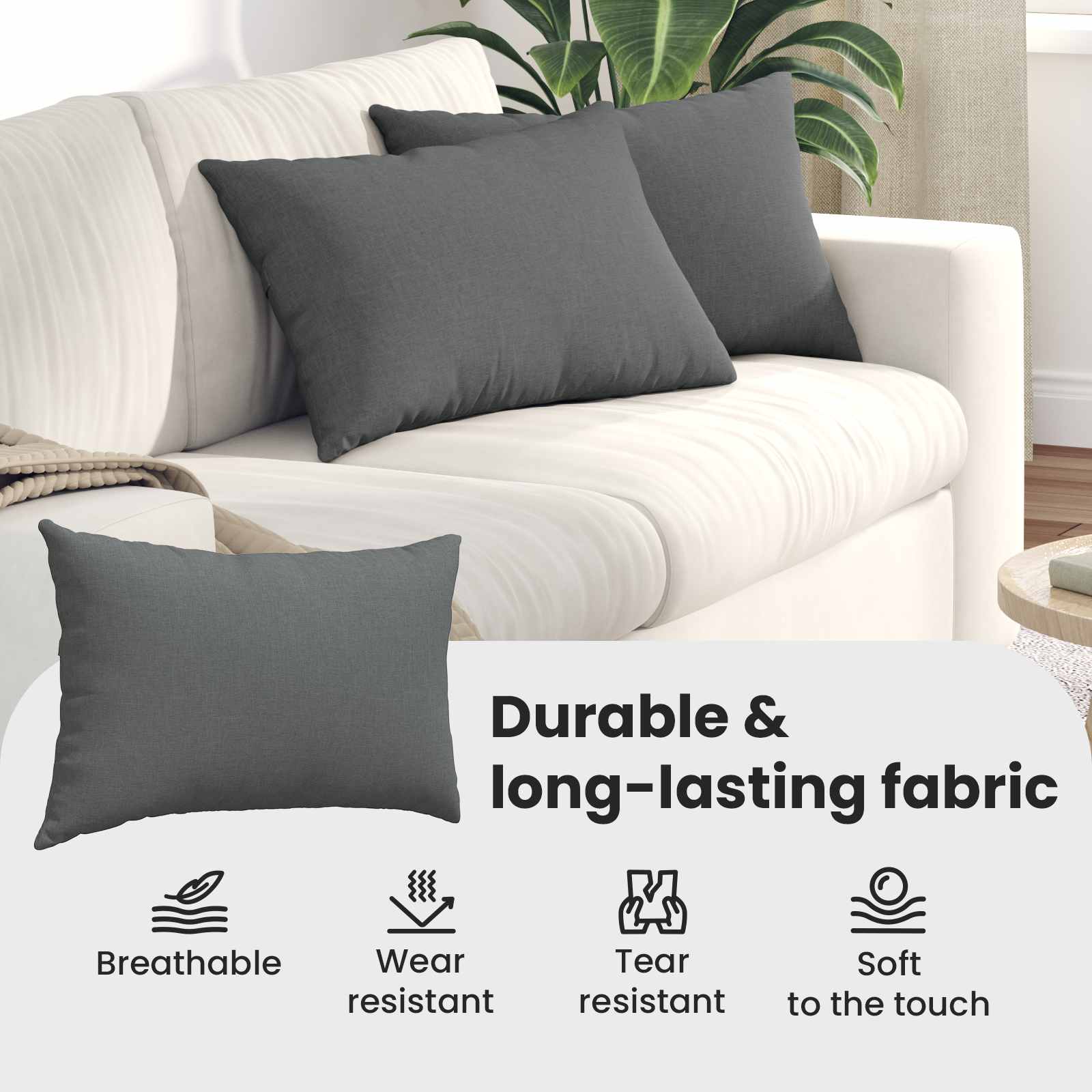 Sofa Pagalvės 2 pcs Tamsiai pilka 60 x 40 cm audinys