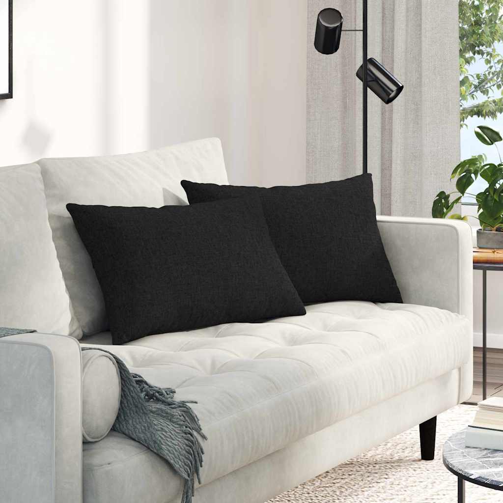 Sofa Pagalvės 2 pcs Juoda 60 x 40 cm audinys