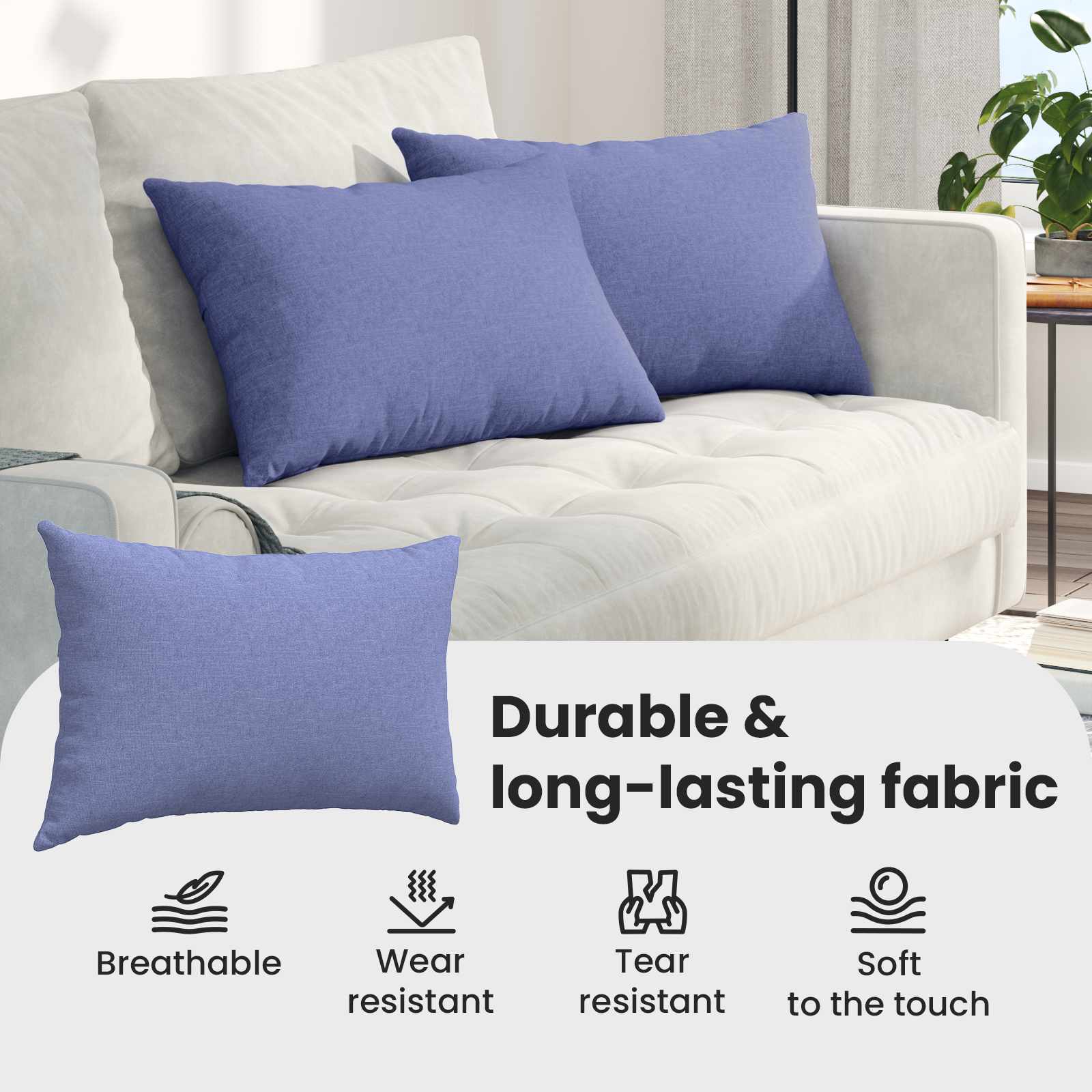 Sofa Pagalvės 2 pcs Mėlyna 60 x 40 cm audinys