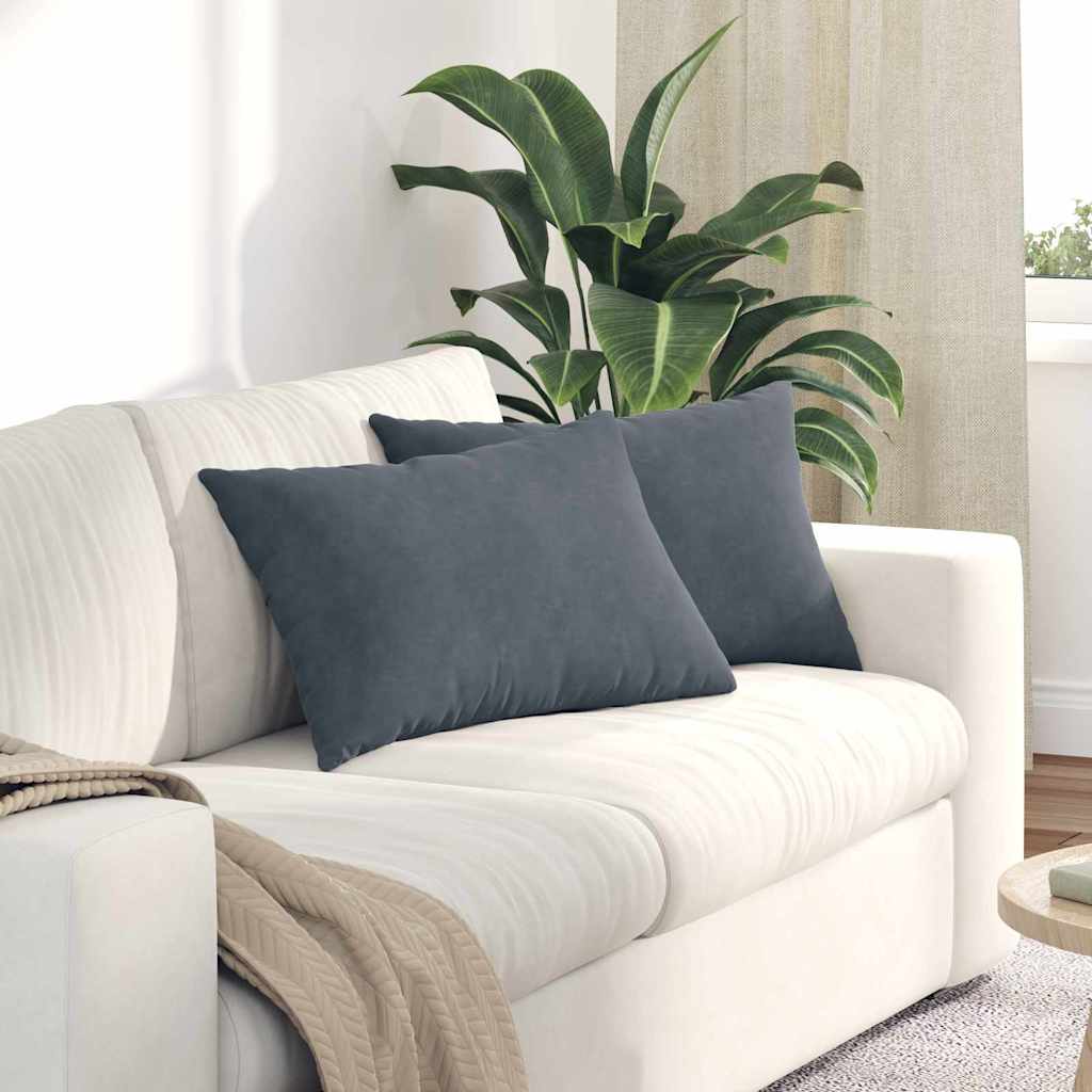 Sofa Pillows 2 pcs Dark grey 60 x 40 cm Corduroy