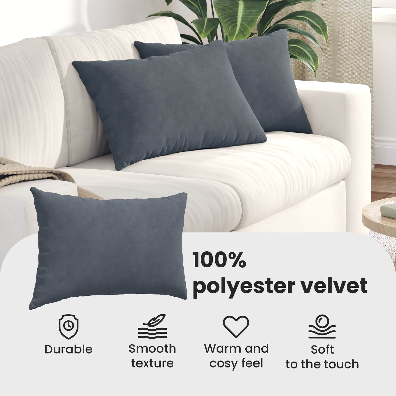 Sofa Pagalvės 2 pcs Tamsiai pilka 60 x 40 cm Kordūrinis audinys