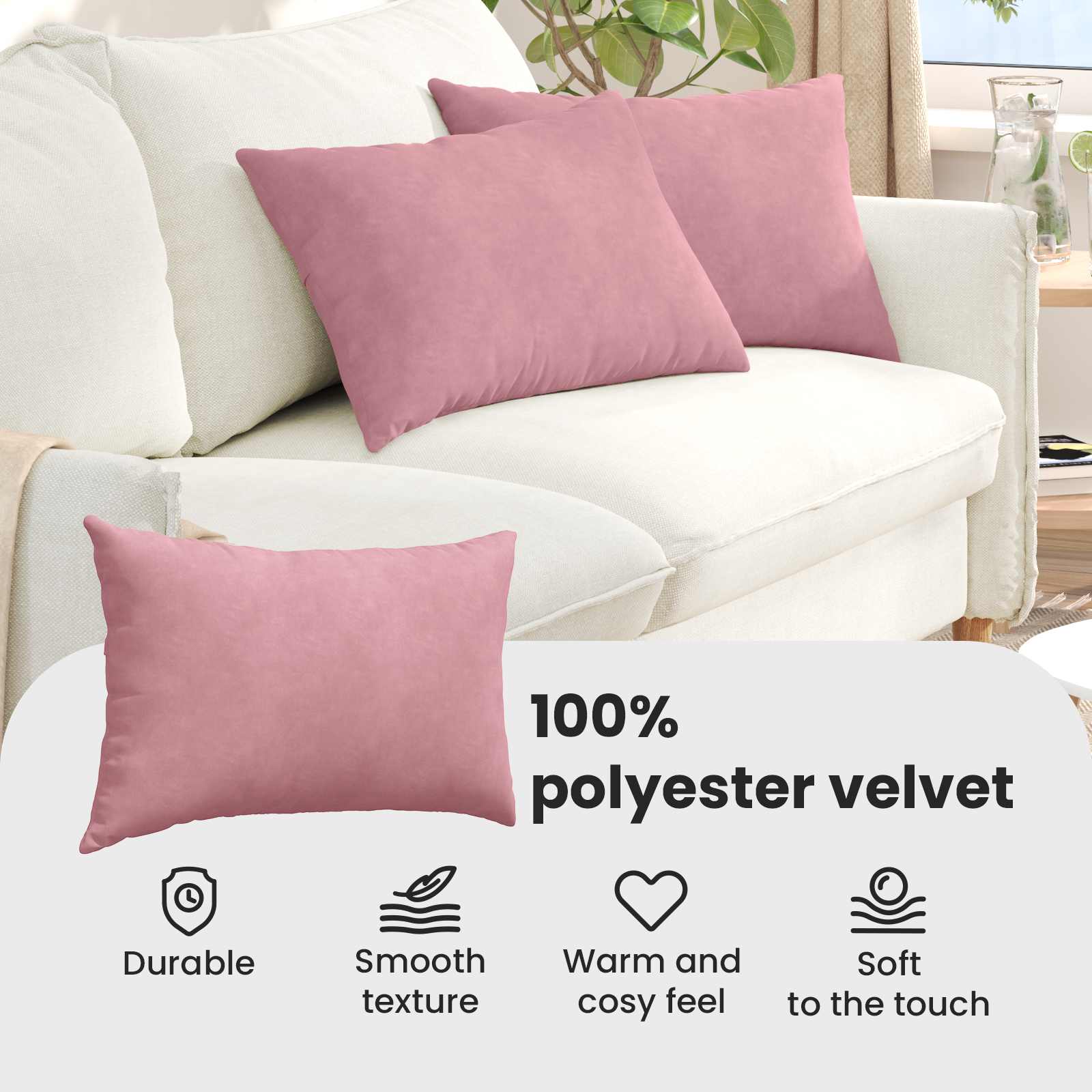 Sofa Pagalvės 2 pcs Rožinė 60 x 40 cm Kordūrinis audinys