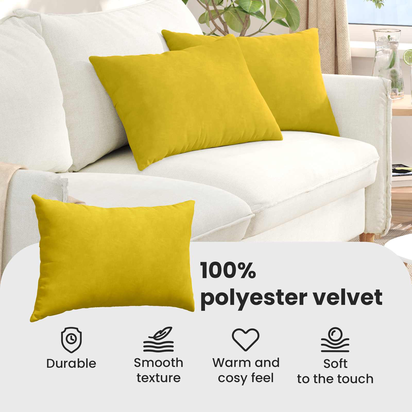 Sofa Cushions 2 pcs Yellow 60 x 40 cm Corduroy Fabric