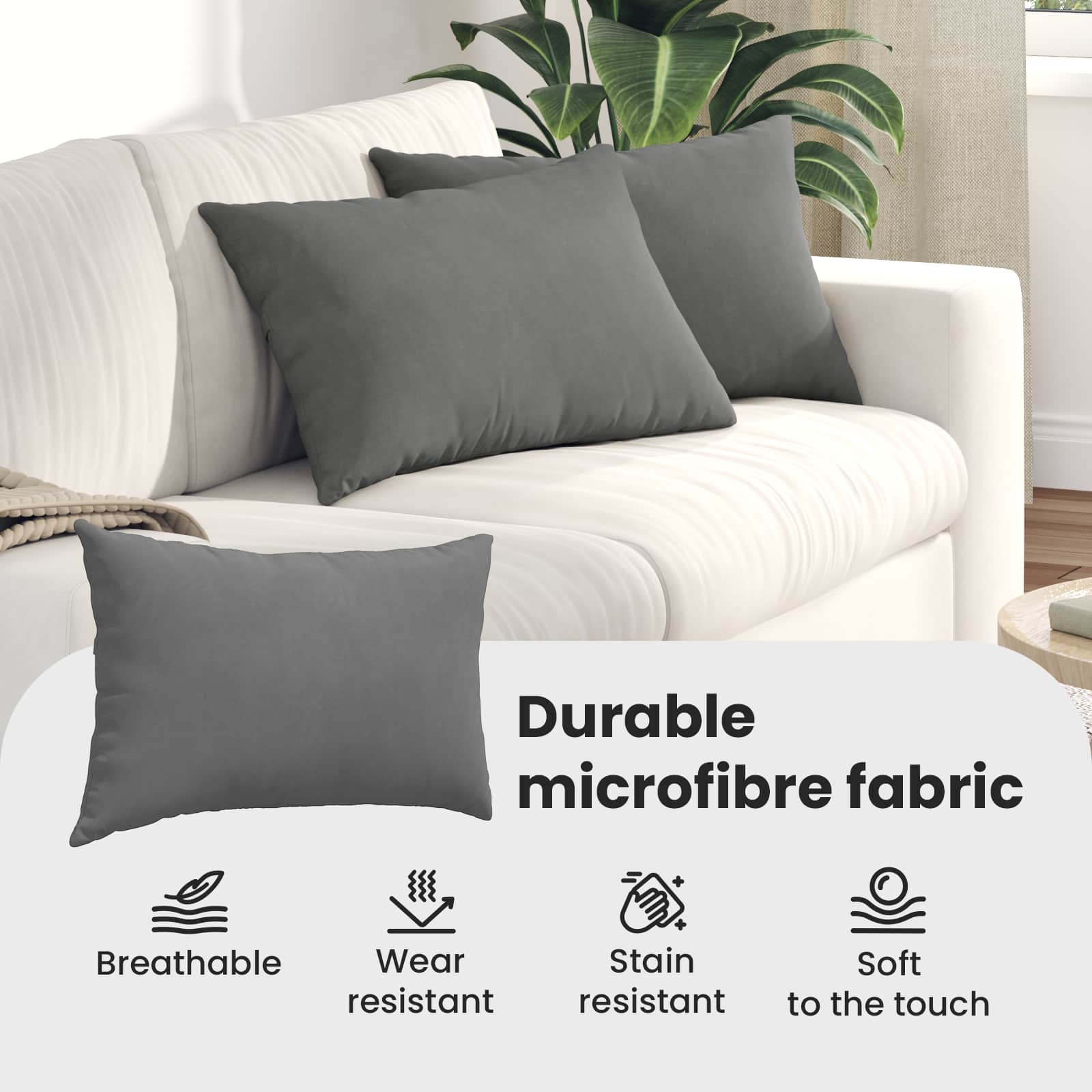 Sofa Pagalvės 2 pcs Tamsiai pilka 60 x 40 cm audinys