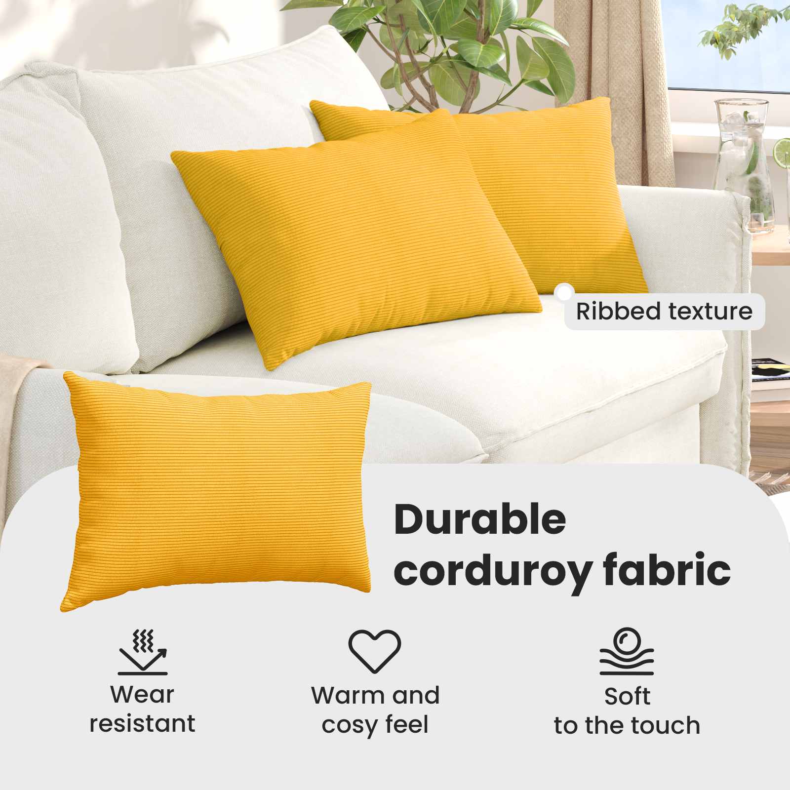 Sofa Pagalvės 2 pcs Šviesi geltona 60 x 40 cm