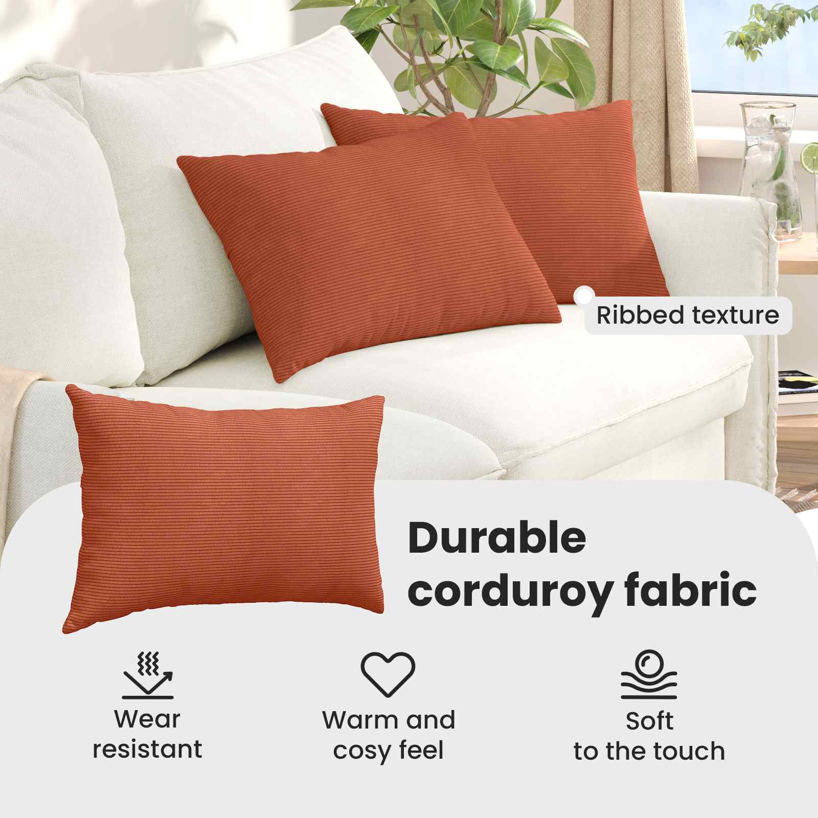Sofa Cushions 2 pcs Red orange 60 x 40 cm
