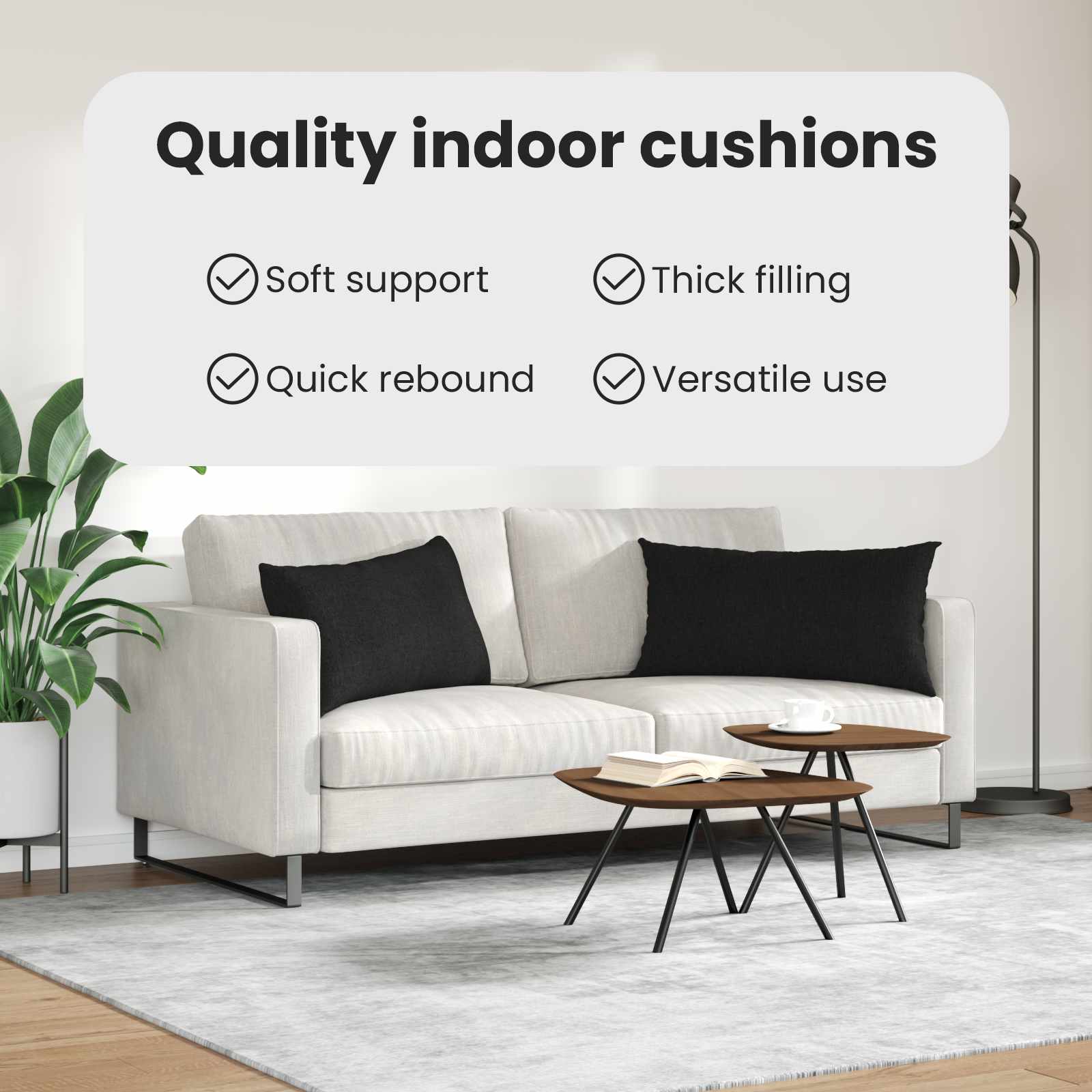 Sofa Pagalvės 2 pcs Juoda 80 x 40 cm audinys
