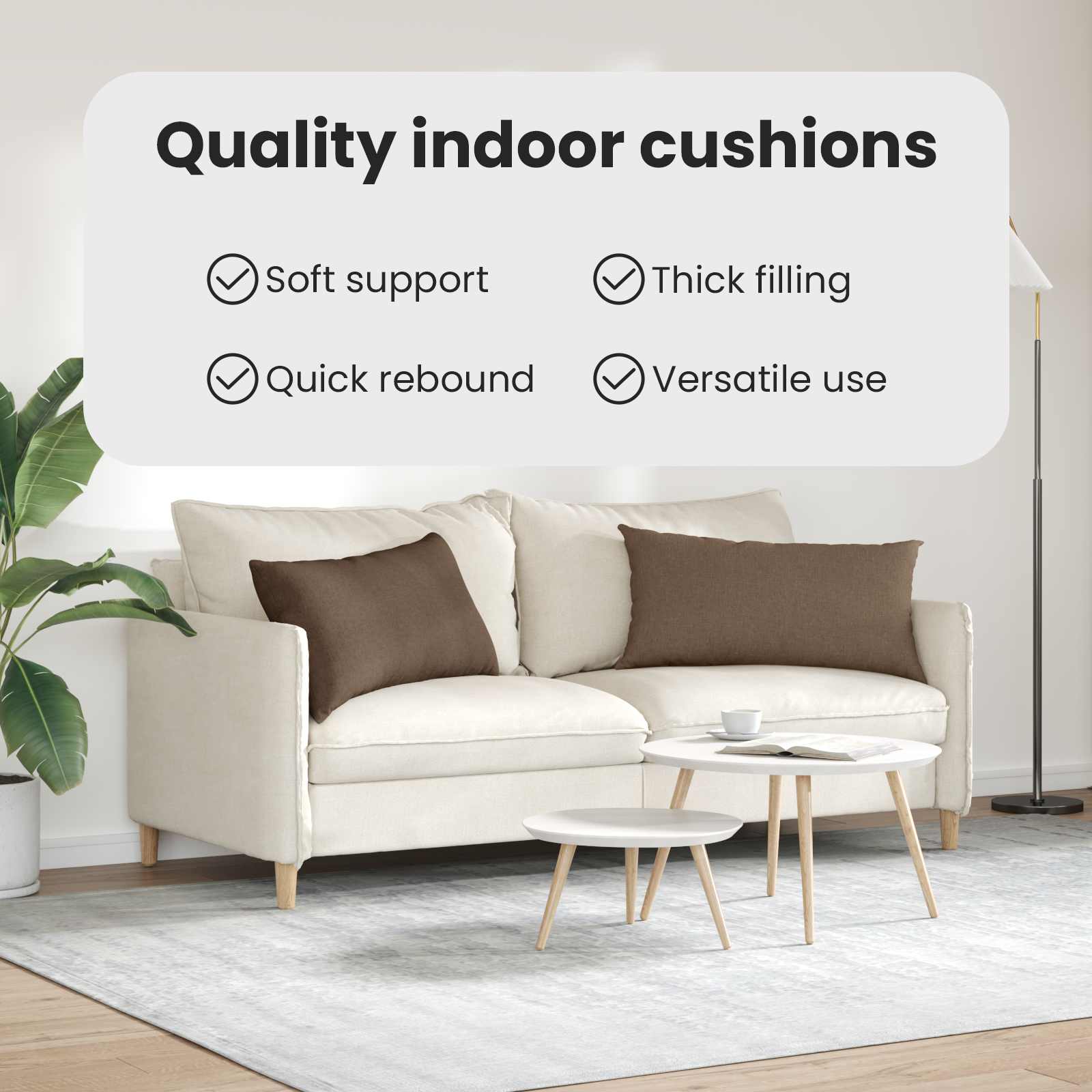 Sofa Cushions 2 pcs Brown 80 x 40 cm fabric