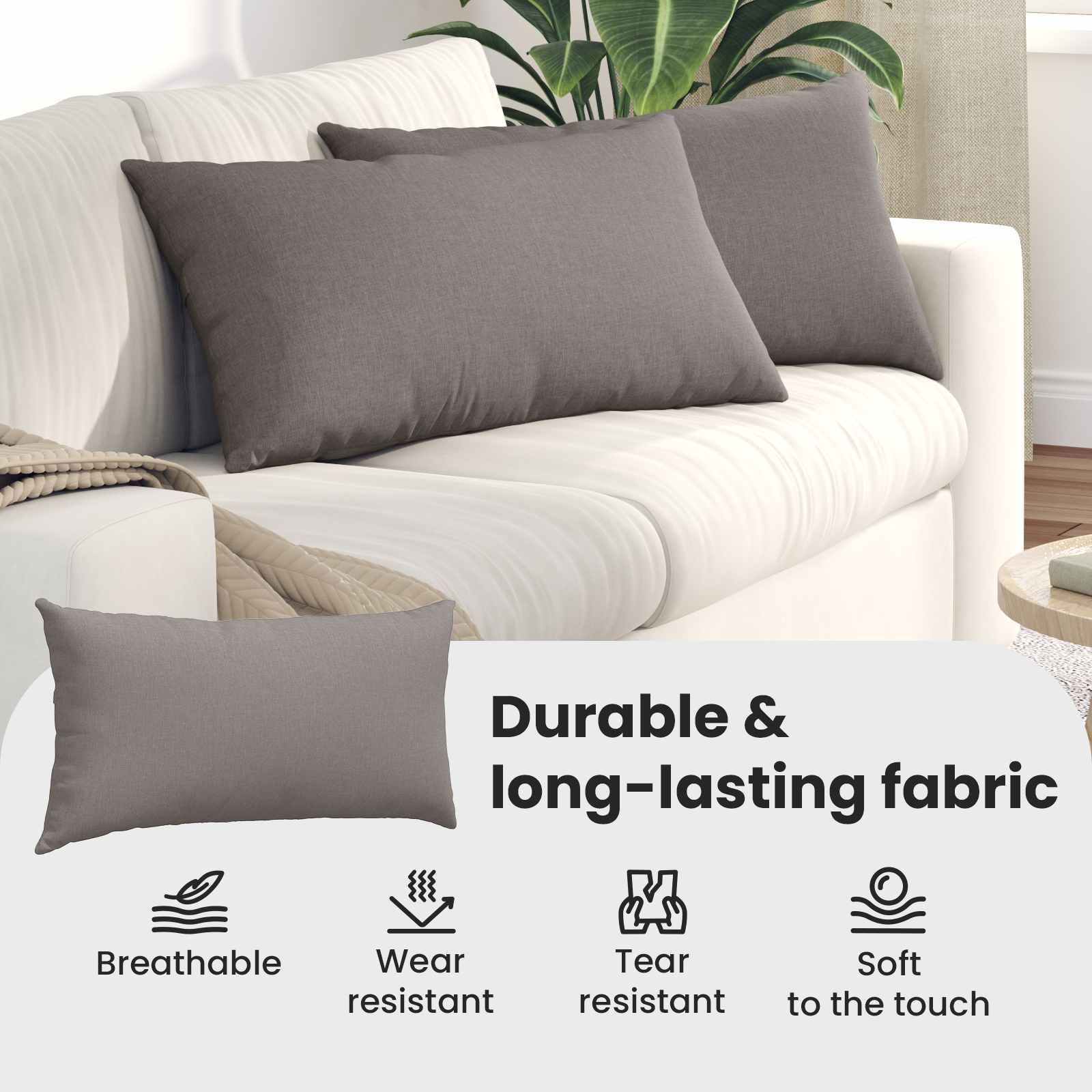 Sofa Pagalvės 2 pcs Taupe 80 x 40 cm audinys
