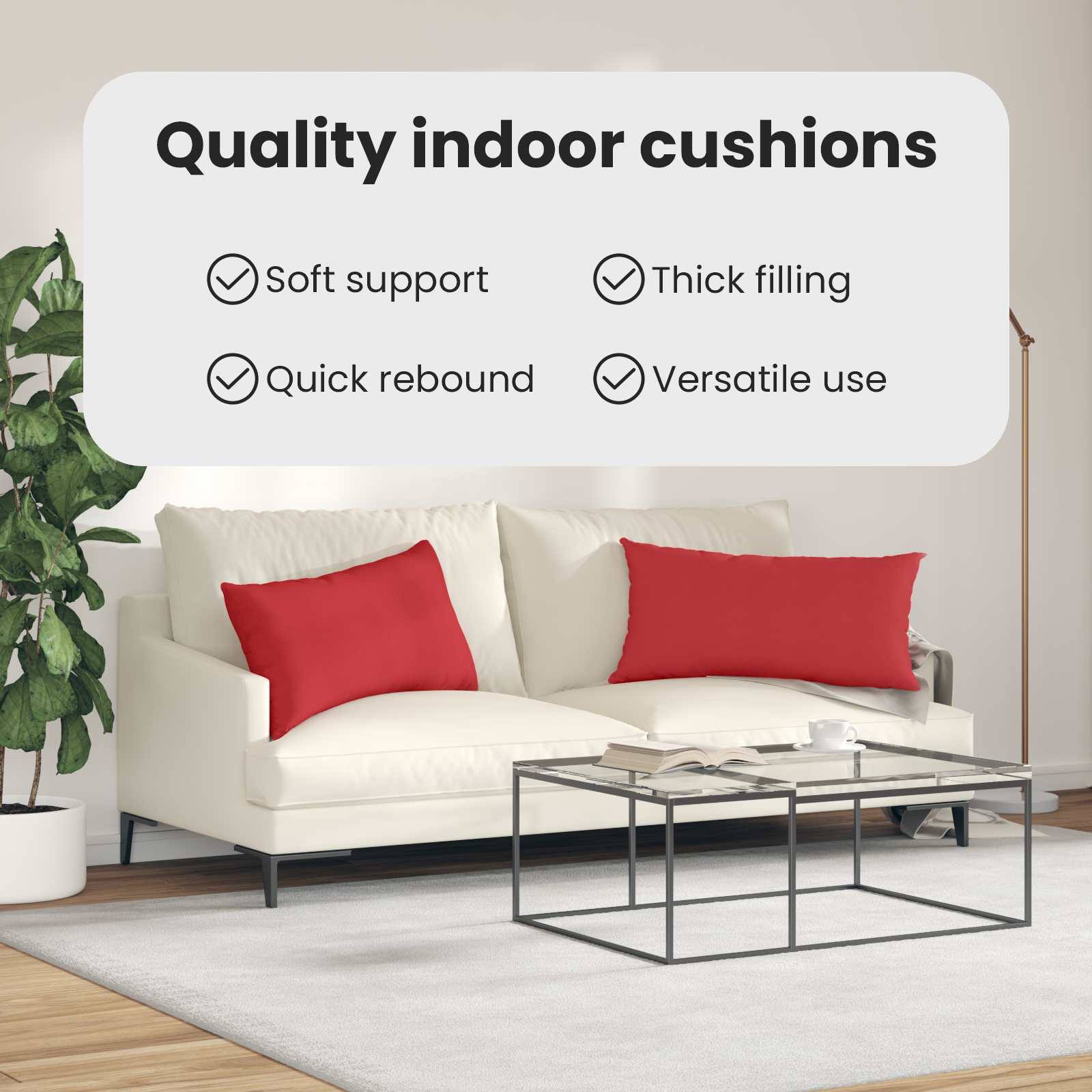 Sofa Pagalvės 2 pcs Raudona 80 x 40 cm audinys