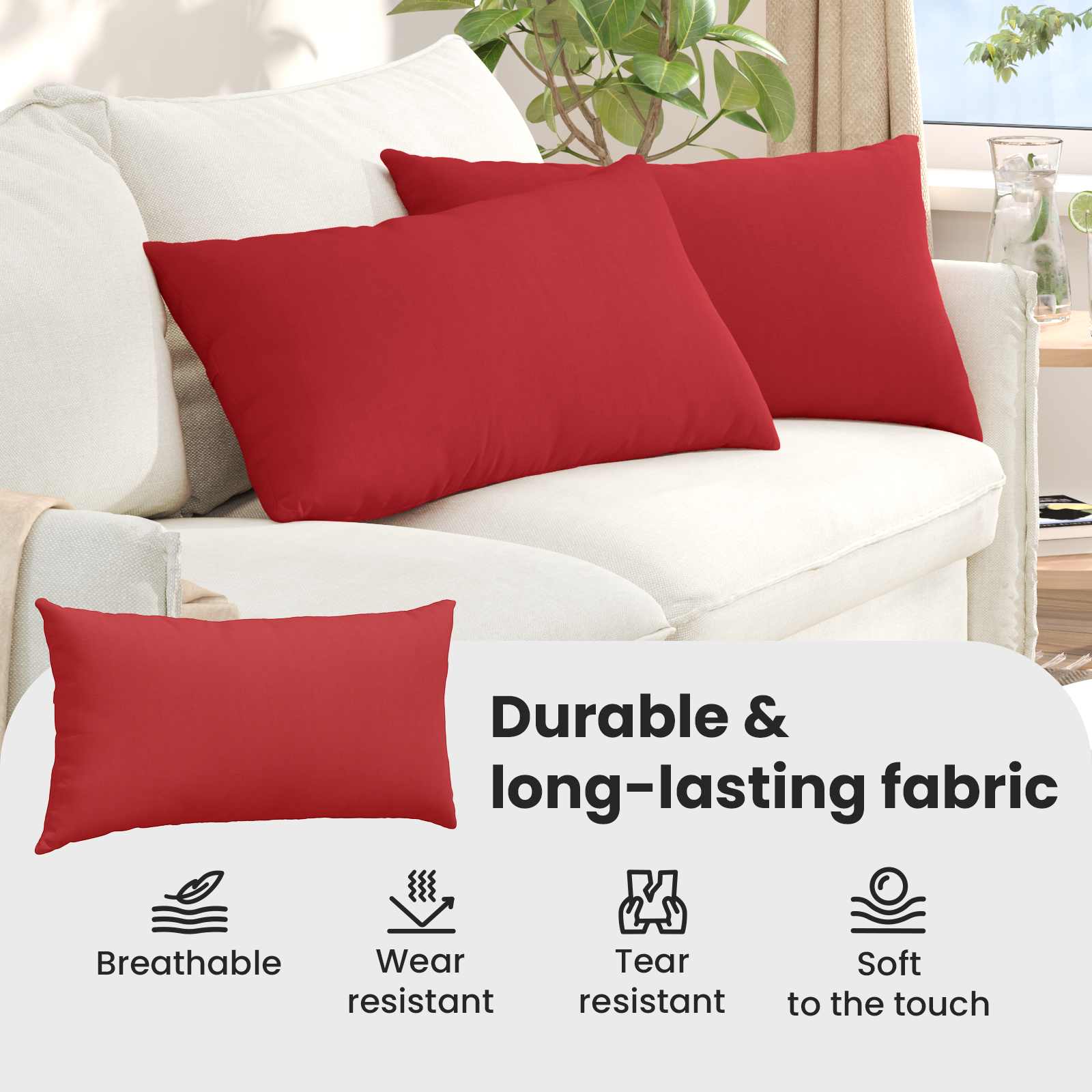 Sofa Pagalvės 2 pcs Raudona 80 x 40 cm audinys