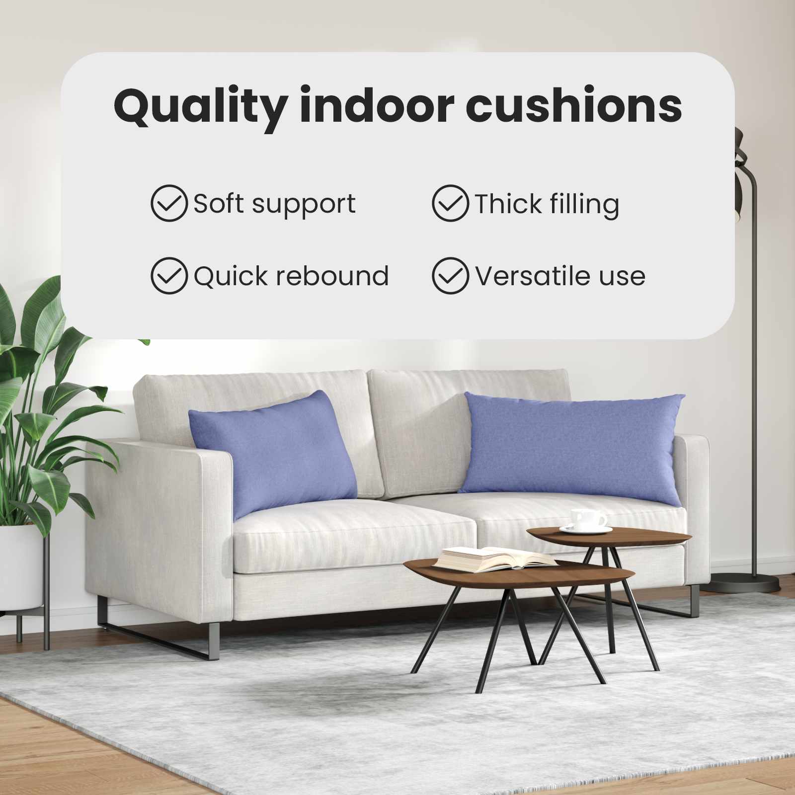 Sofa Cushions 2 pcs Blue 80 x 40 cm fabric