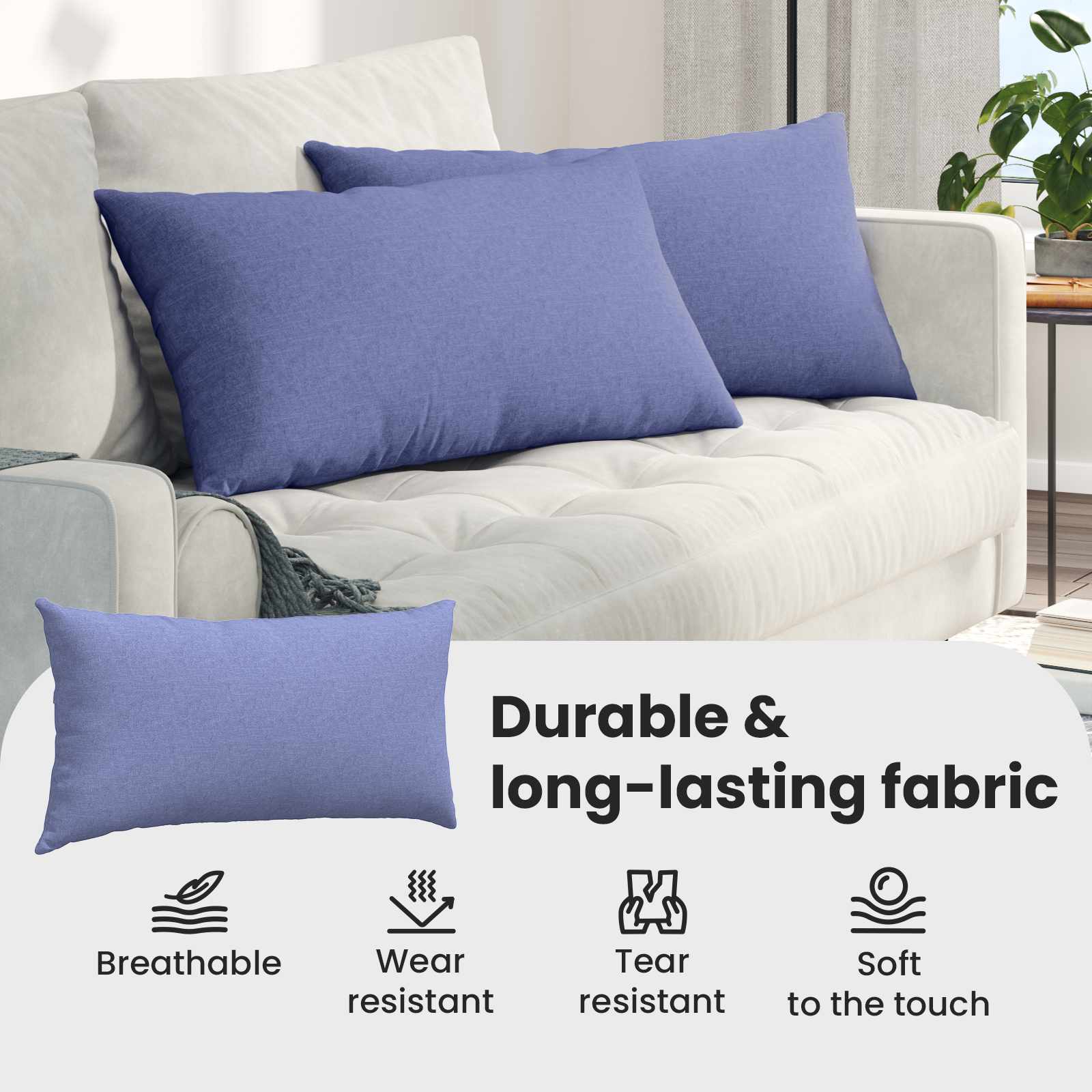Sofa Cushions 2 pcs Blue 80 x 40 cm fabric