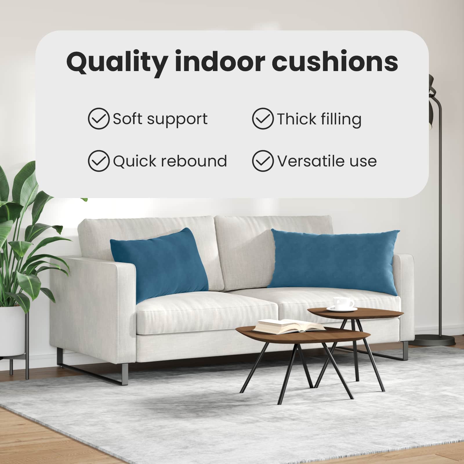 Sofa Pagalvės 2 pcs Mėlyna 80 x 40 cm Kordūrinis audinys