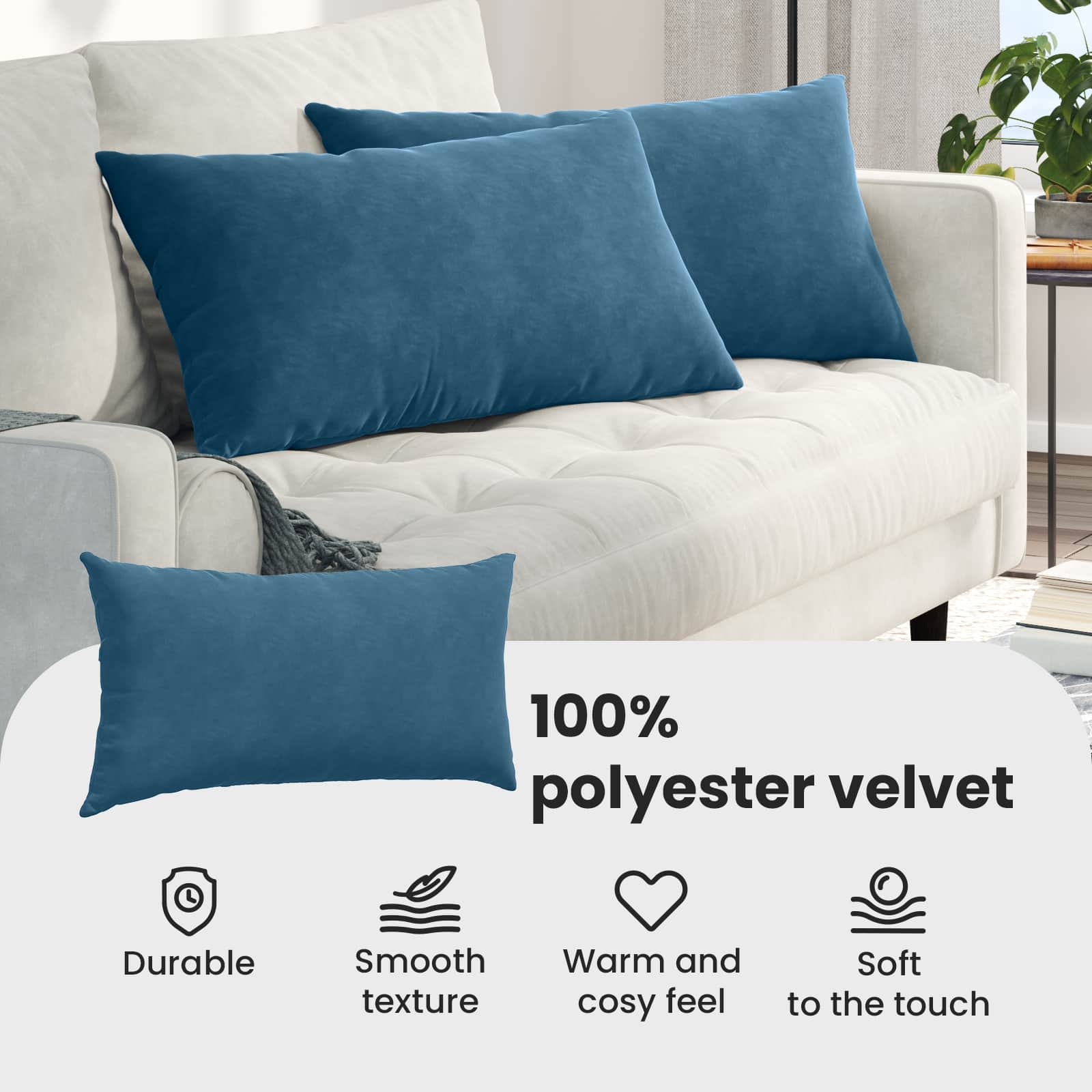 Sofa Pagalvės 2 pcs Mėlyna 80 x 40 cm Kordūrinis audinys