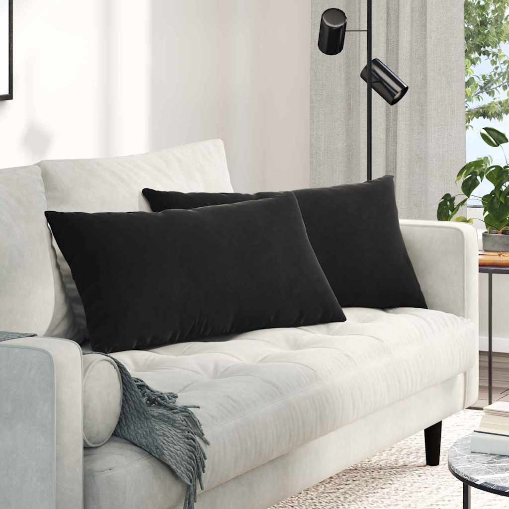 Sofa Pillows 2 pcs Black 80 x 40 cm Corduroy Fabric