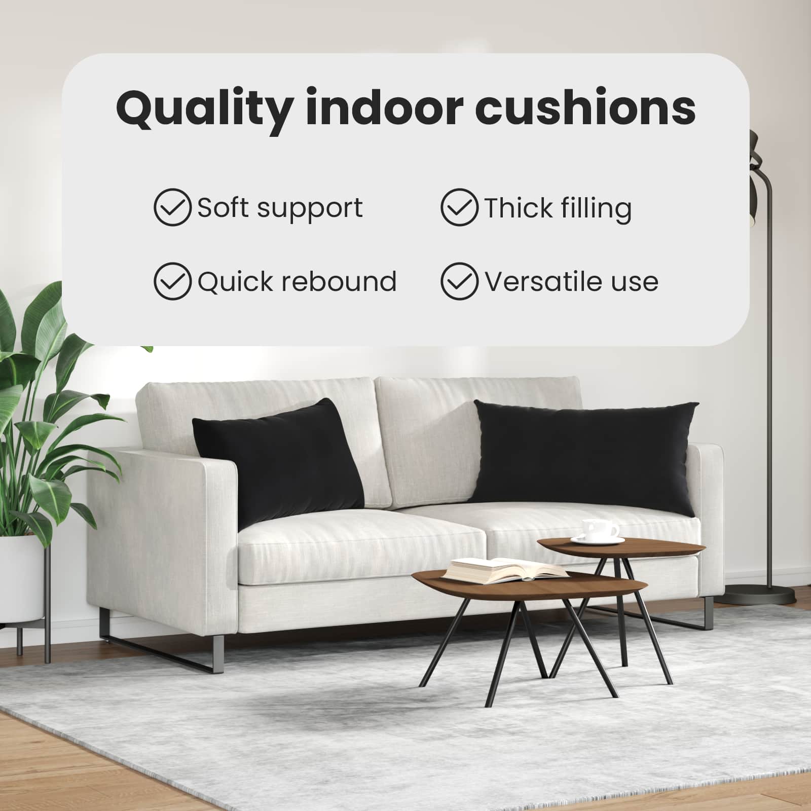 Sofa Pagalvės 2 pcs Juoda 80 x 40 cm Kordūrinis audinys
