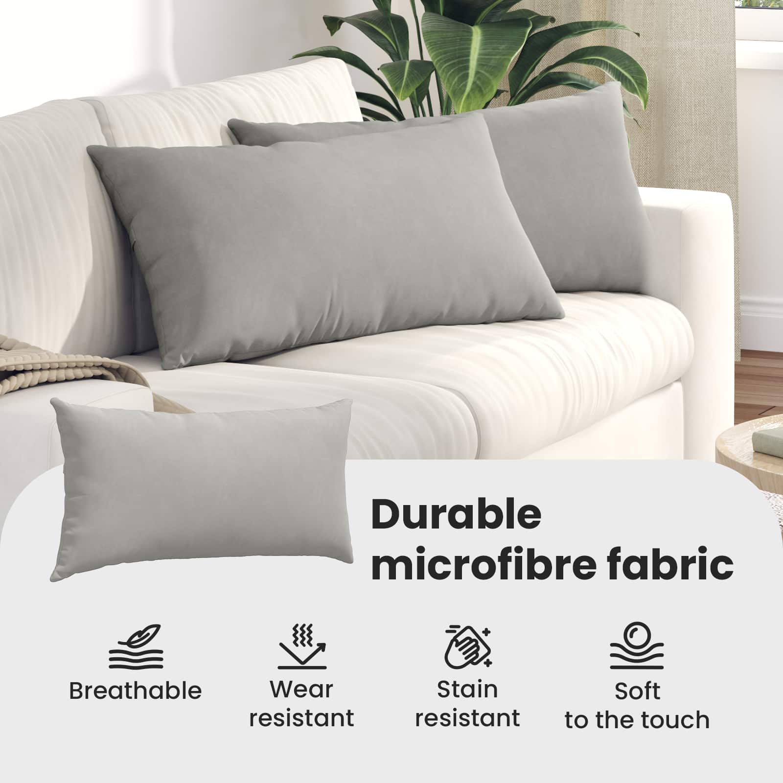 Sofa Pagalvės 2 pcs Šviesiai pilka 80 x 40 cm audinys