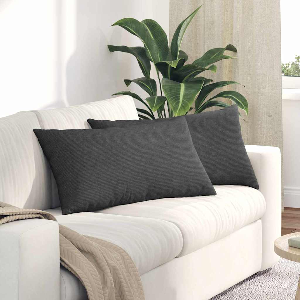 Sofa Pillows 2 pcs Dark Grey 80 x 40 cm Corduroy Fabric