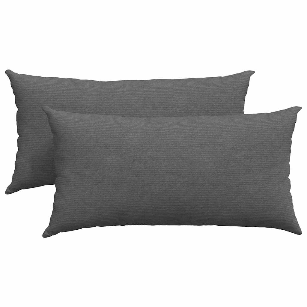 Sofa Pillows 2 pcs Dark Grey 80 x 40 cm Corduroy Fabric