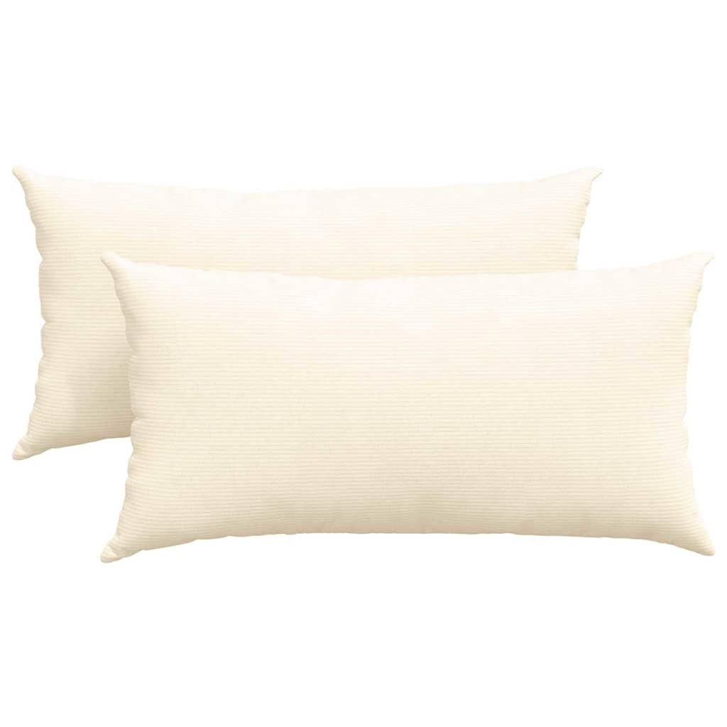 Sofa Pagalvės 2 pcs Kreminė 80 x 40 cm Kordūrinis audinys