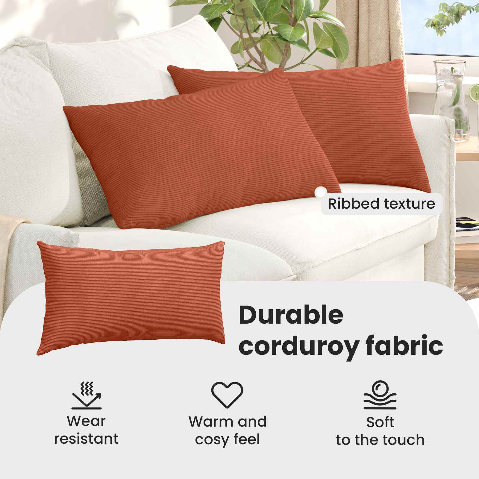 Sofa Pagalvės 2 pcs Raudona oranžinė 80 x 40 cm