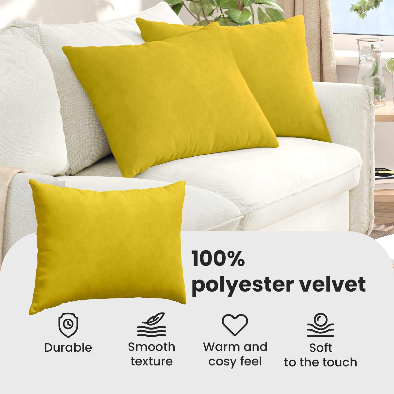 Sofa Pagalvės 2 pcs Geltona 70 x 50 cm Kordūrinis audinys