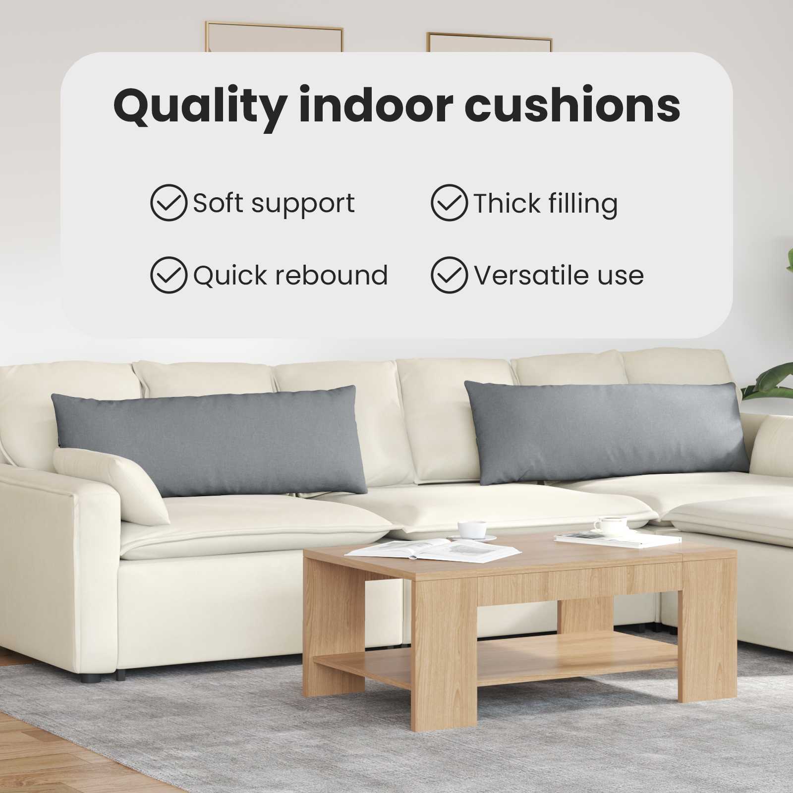 Sofa Pagalvės 2 pcs Šviesiai pilka 120 x 40 cm audinys