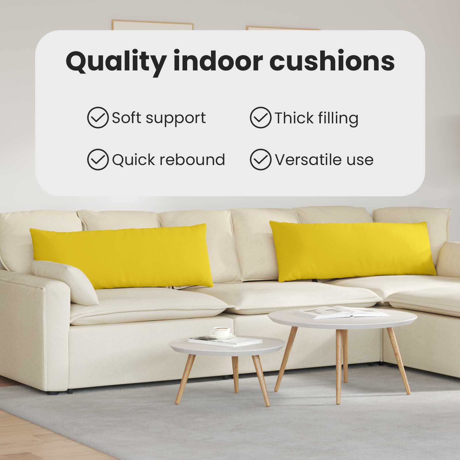 Sofa Pagalvės 2 pcs Šviesi geltona 120 x 40 cm audinys