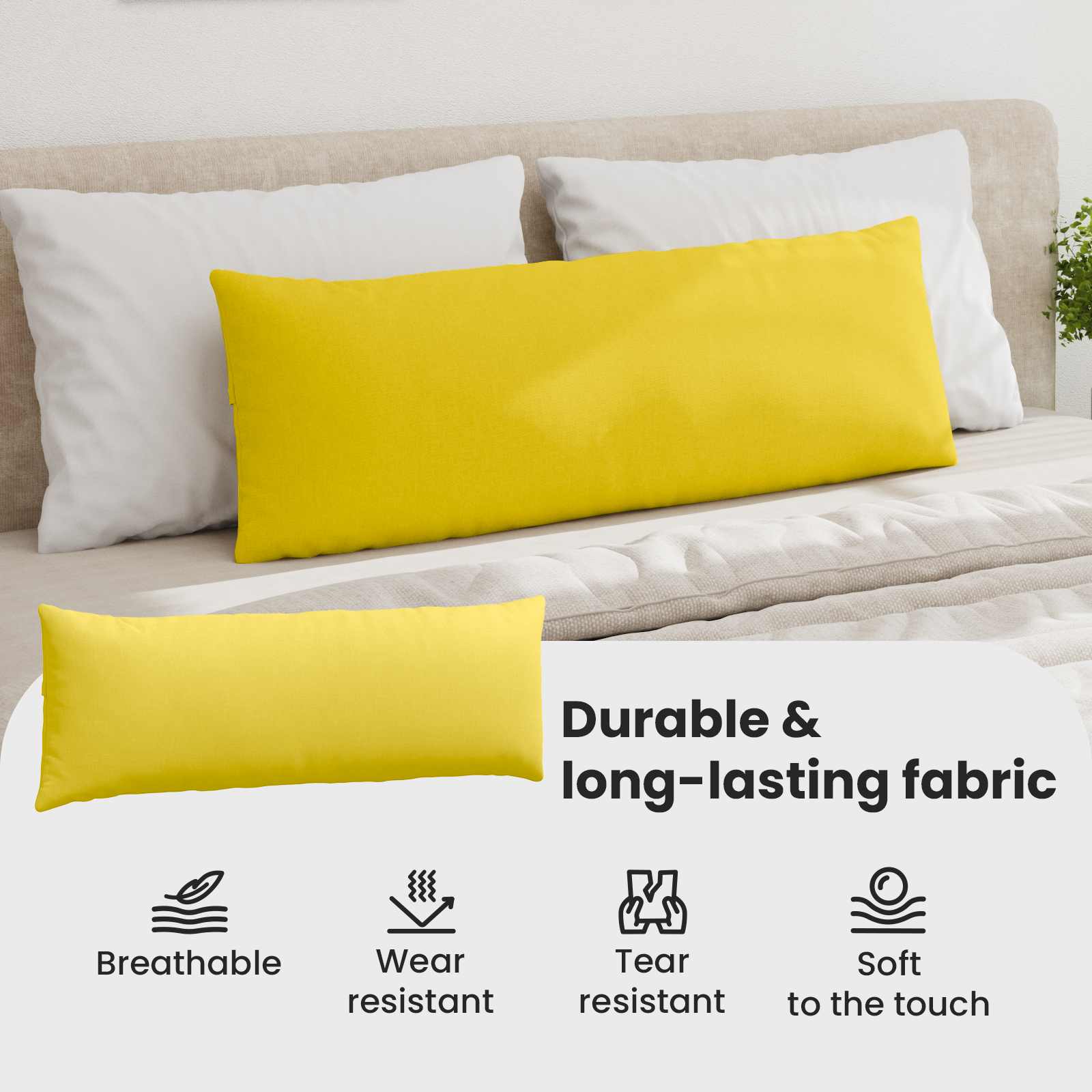 Sofa Pagalvės 2 pcs Šviesi geltona 120 x 40 cm audinys