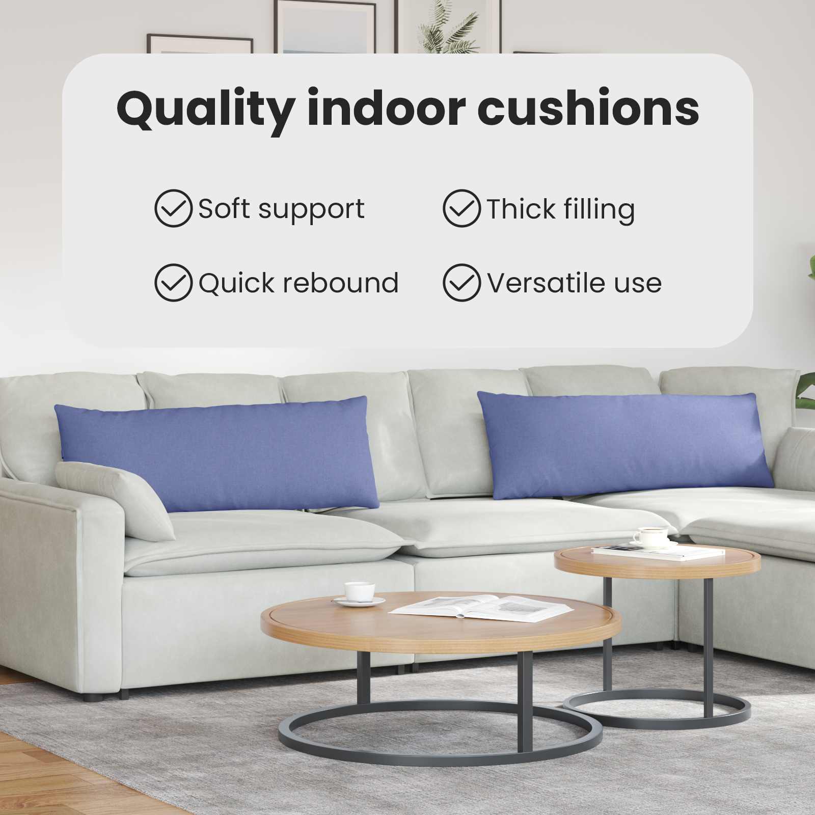 Sofa Pagalvės 2 pcs Mėlyna 120 x 40 cm audinys