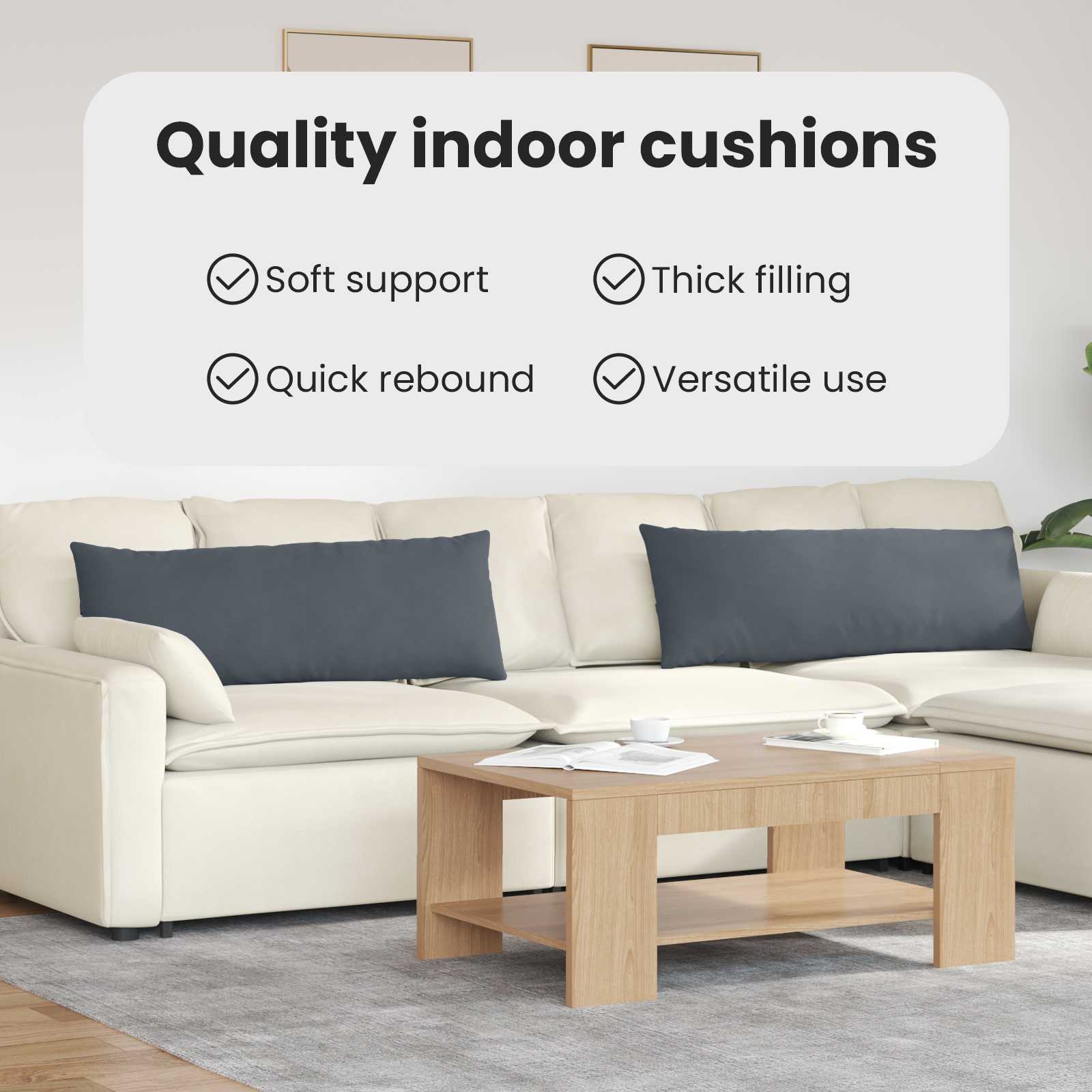 Sofa Pagalvės 2 pcs Tamsiai pilka 120 x 40 cm